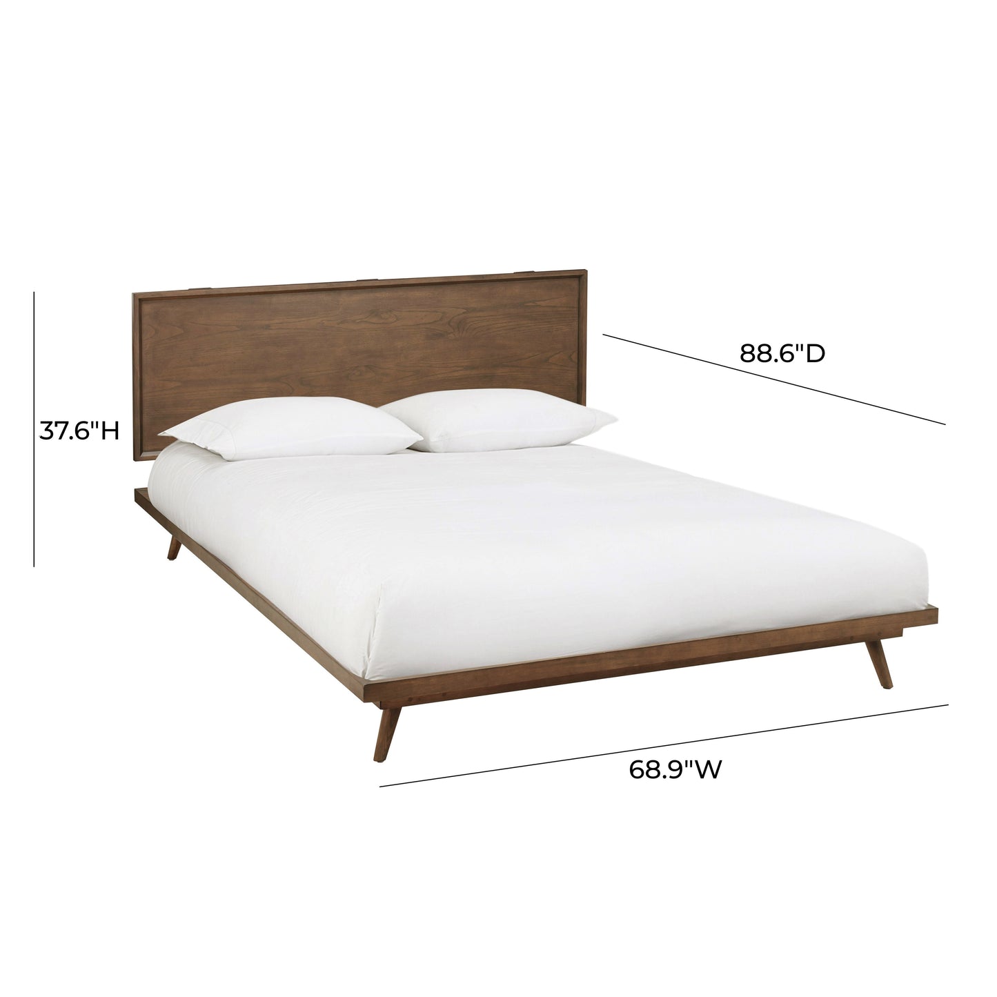 Emery Walnut Wood Platform Bed - Queen - Image 7