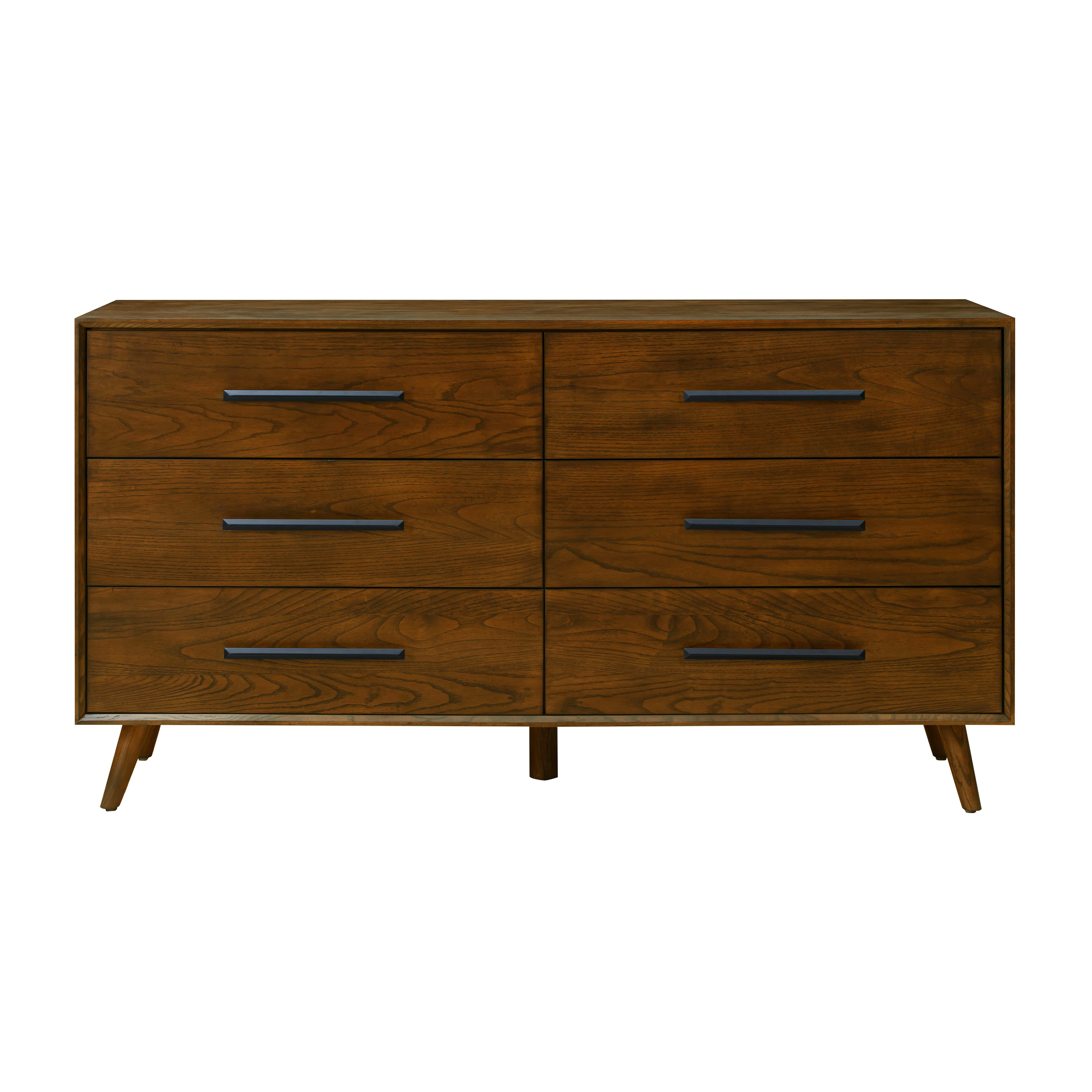 mid century modern 6 drawer dresser TOV Furniture Emery Pecan 6 Drawer Dresser
