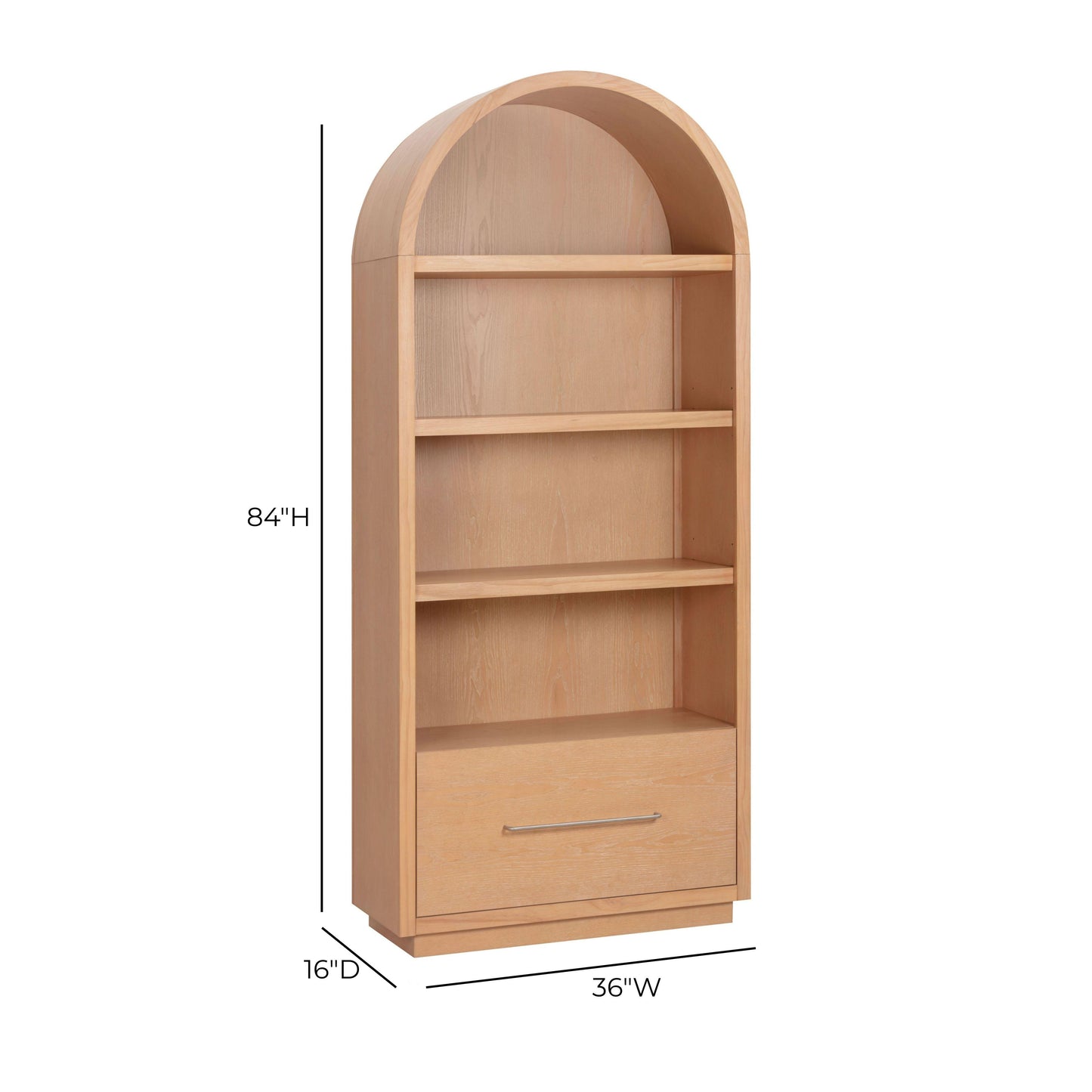 Marlow Wood Bookcase With File Drawer - Natural - Image 9