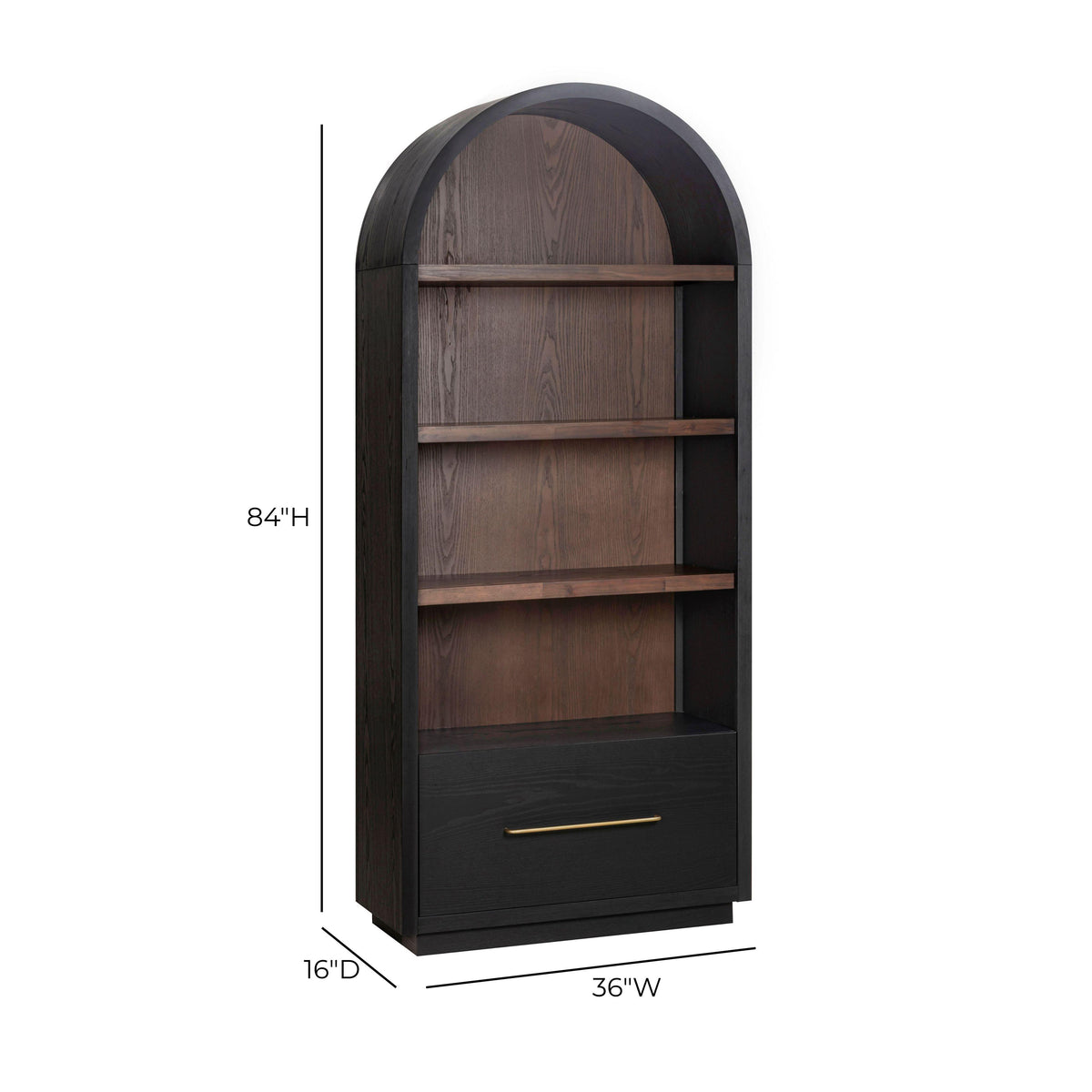 Marlow Wood Bookcase With File Drawer - Black - Image 9