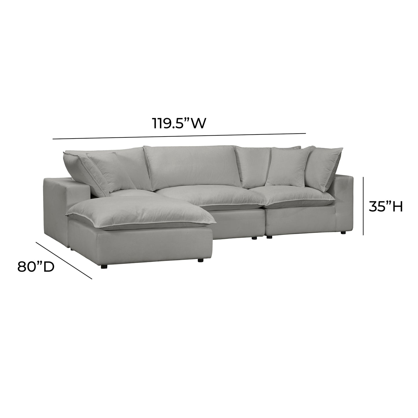 Cali 4-Piece Performance Fabric Modular Sectional - Slate - Image 6