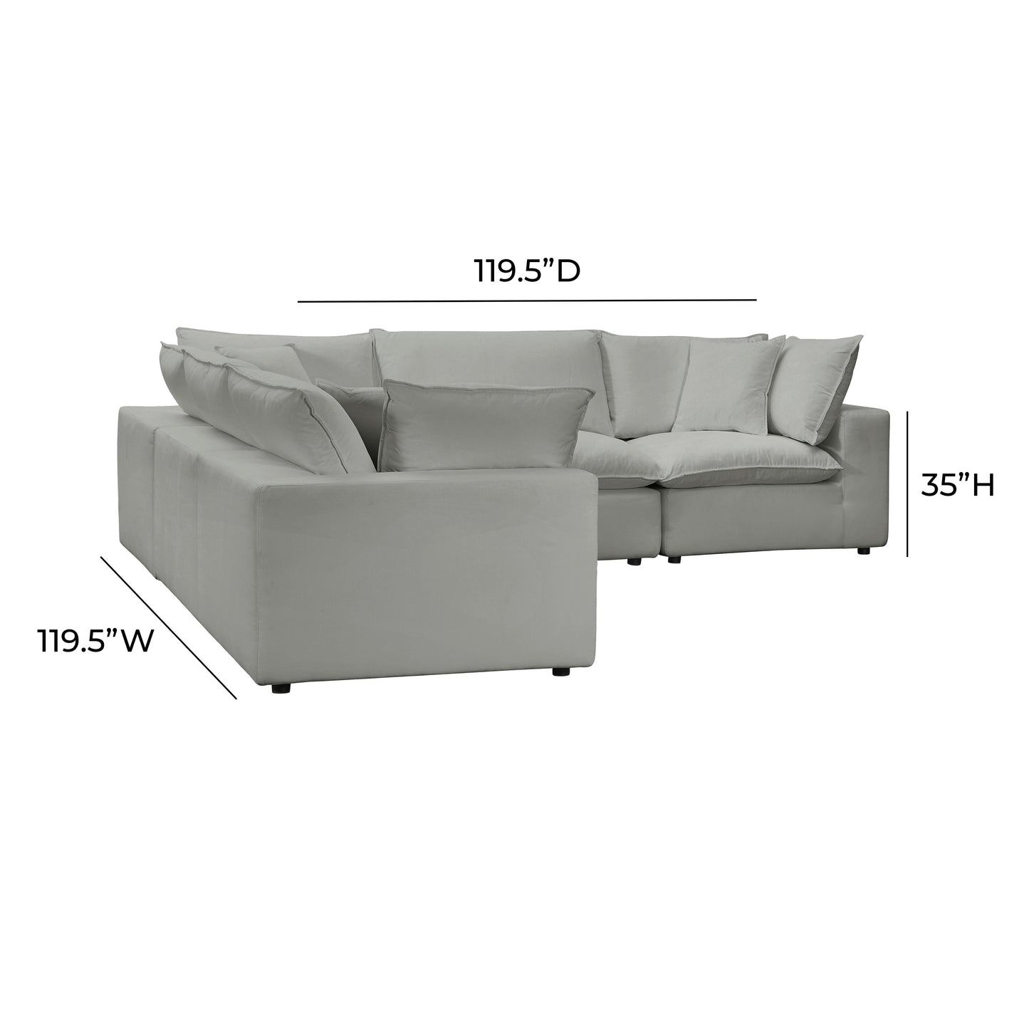 Cali 5-Piece Performance Fabric Modular L-Sectional - Slate - Image 6