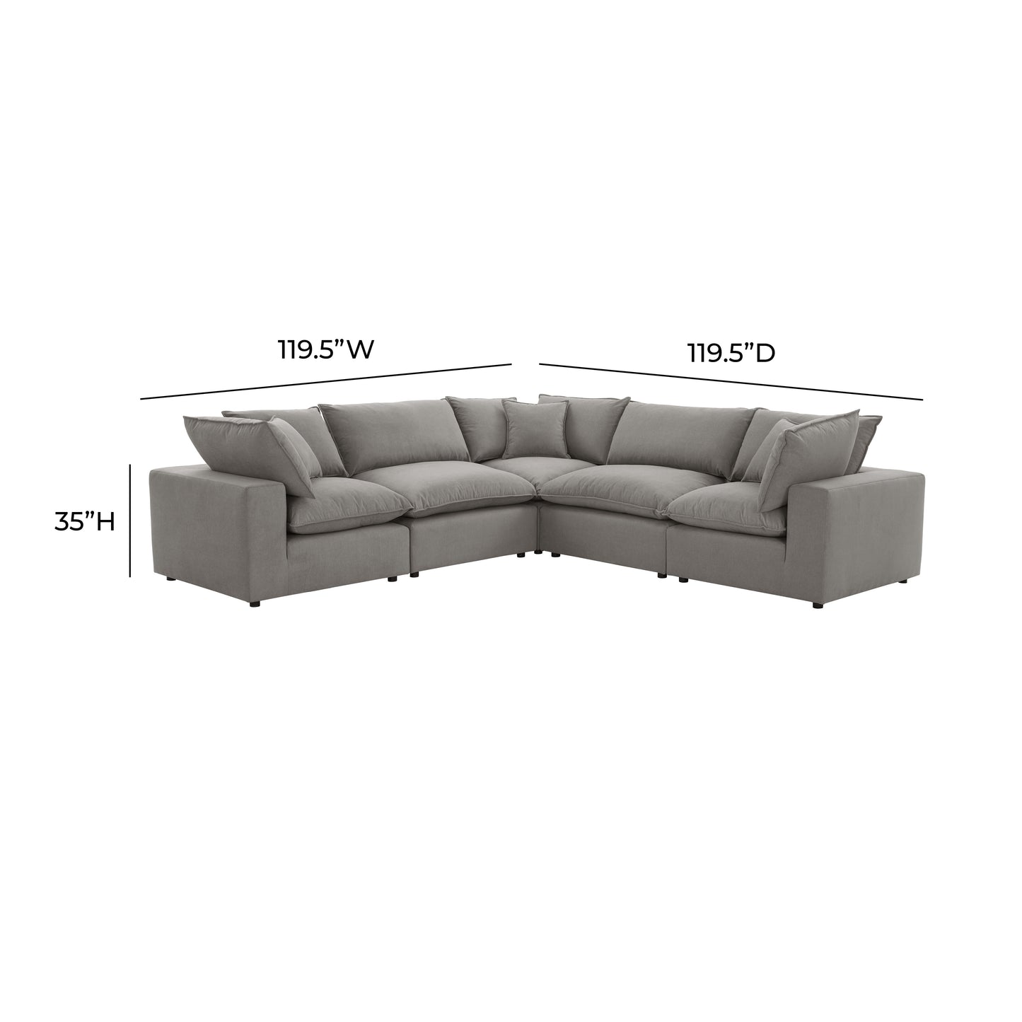 Cali 5-Piece Performance Fabric Modular L-Sectional - Slate - Image 5