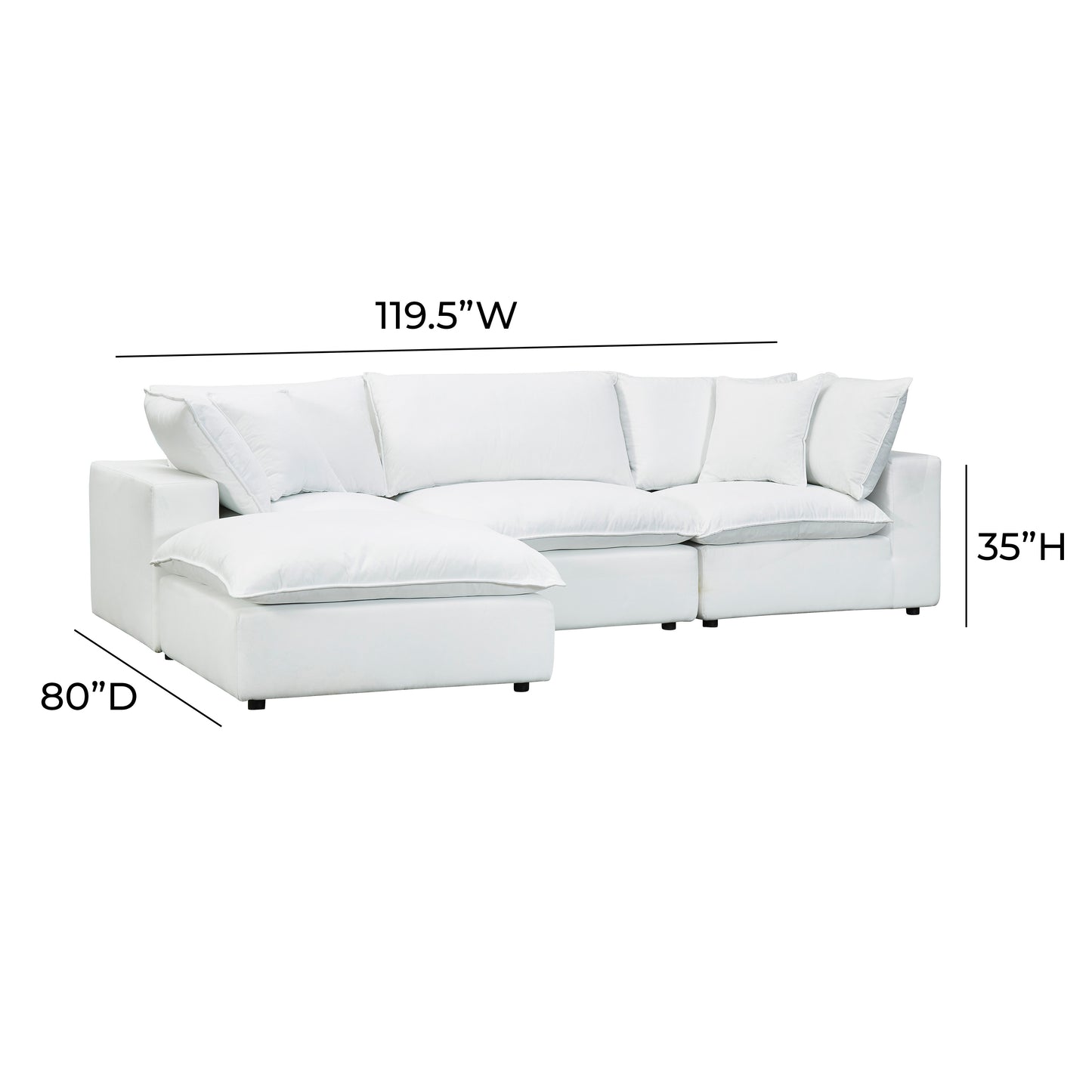 Cali 4-Piece Performance Fabric Modular Sectional - Pearl - Image 6