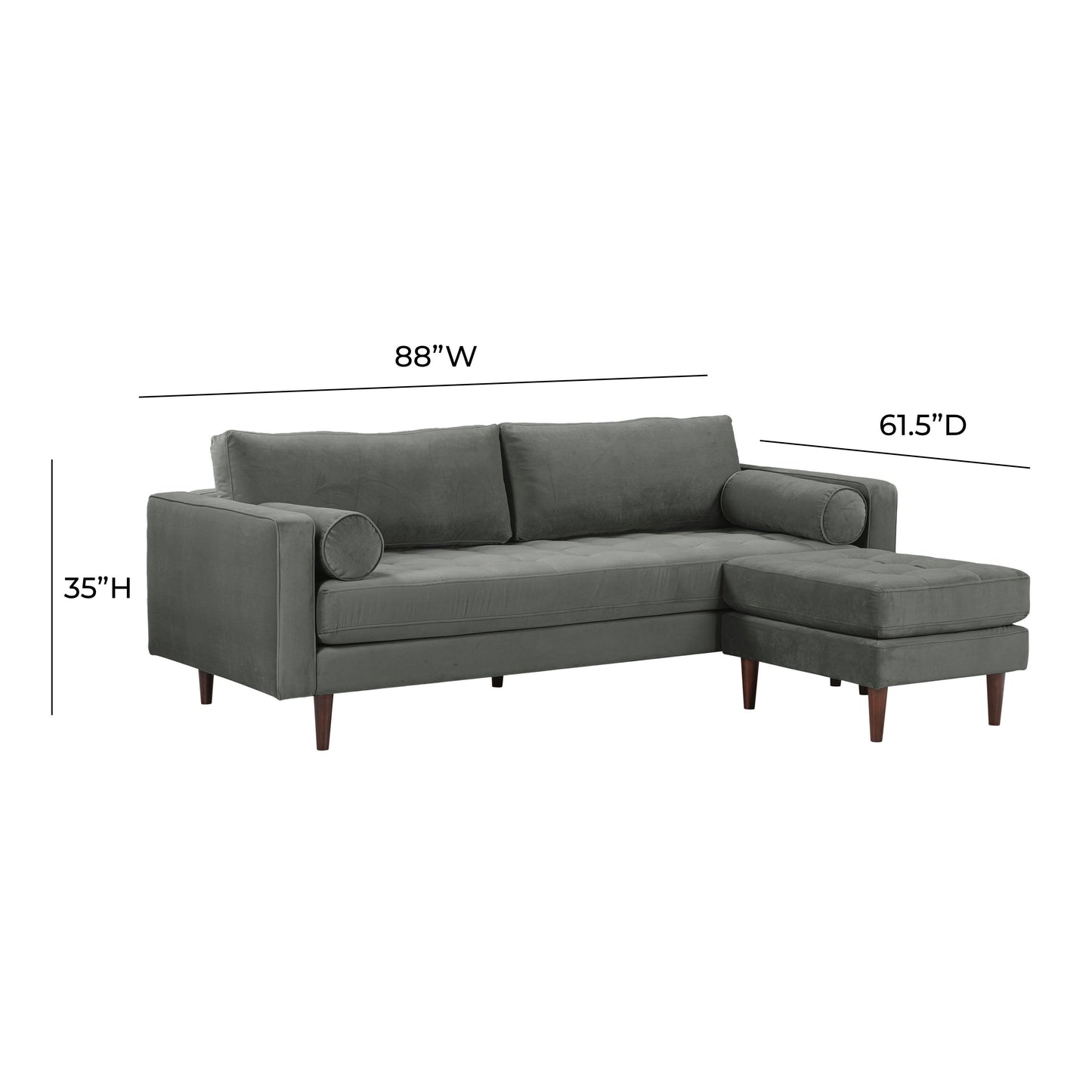 Cave 2-Piece Performance Velvet Sectional - Grey - Image 7