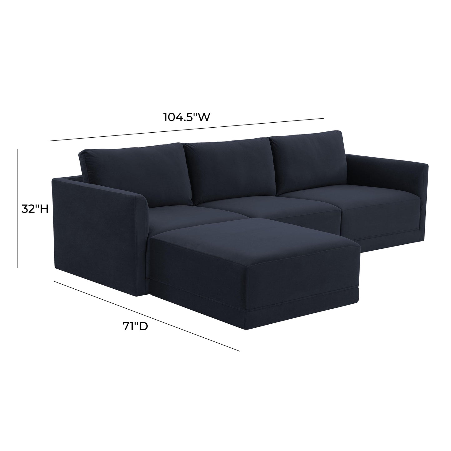 Willow 4-Piece Performance Velvet Modular Sectional - Navy - Image 6