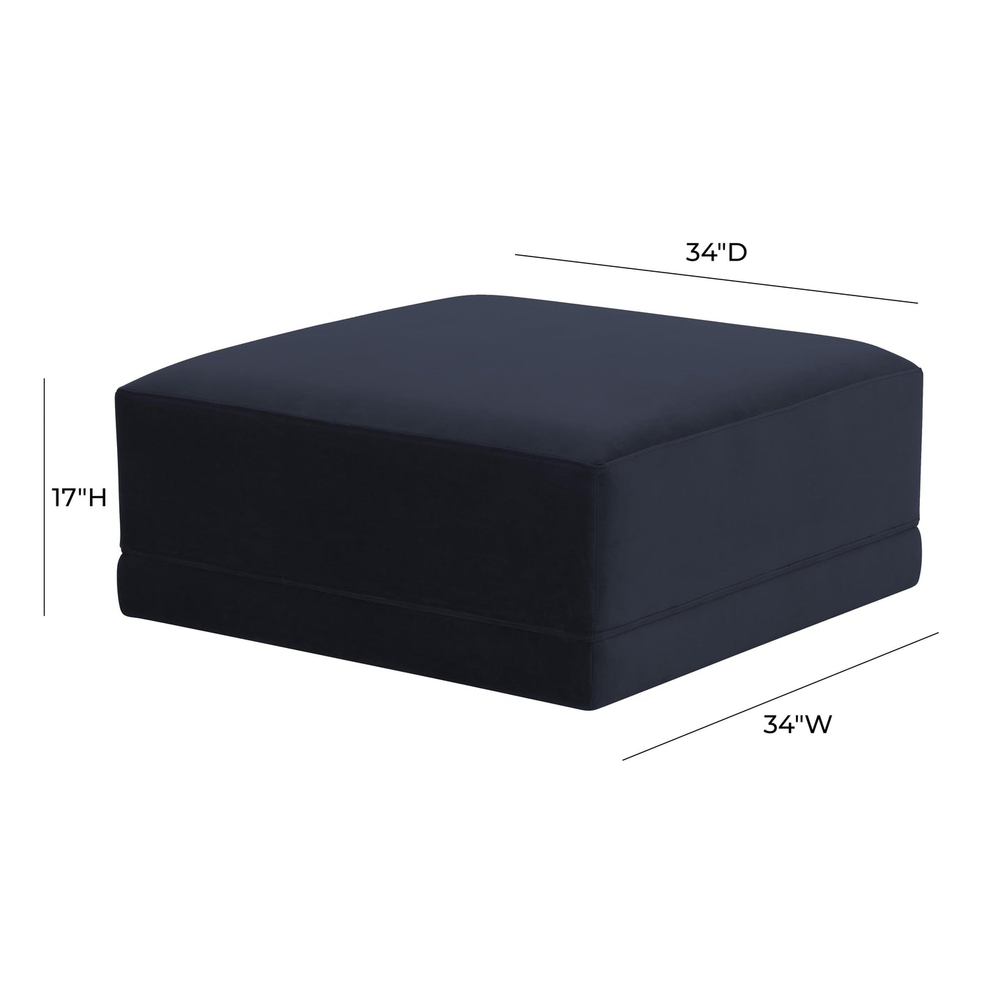 Willow Performance Velvet Modular Ottoman - Navy - Image 4