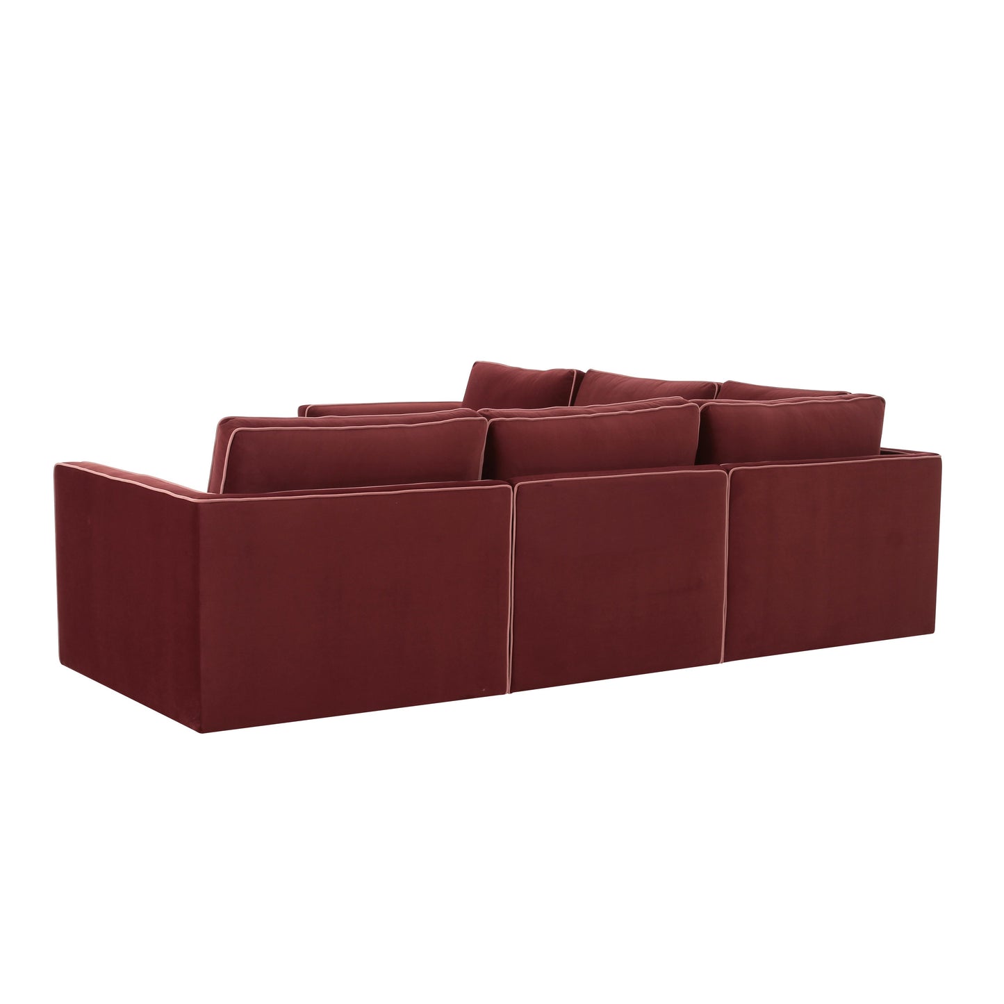 Willow 5-Piece Performance Velvet Modular L Sectional - Red - Image 4