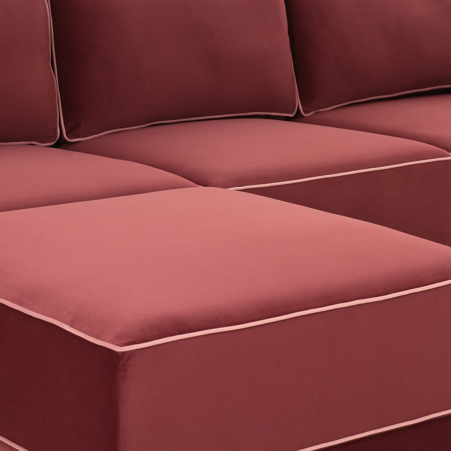 Willow 5-Piece Performance Velvet Modular Left Facing Sectional - Red - Image 5