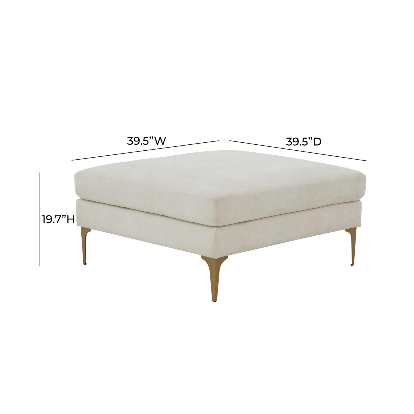 Serena Performance Velvet Ottoman - Cream - Image 5