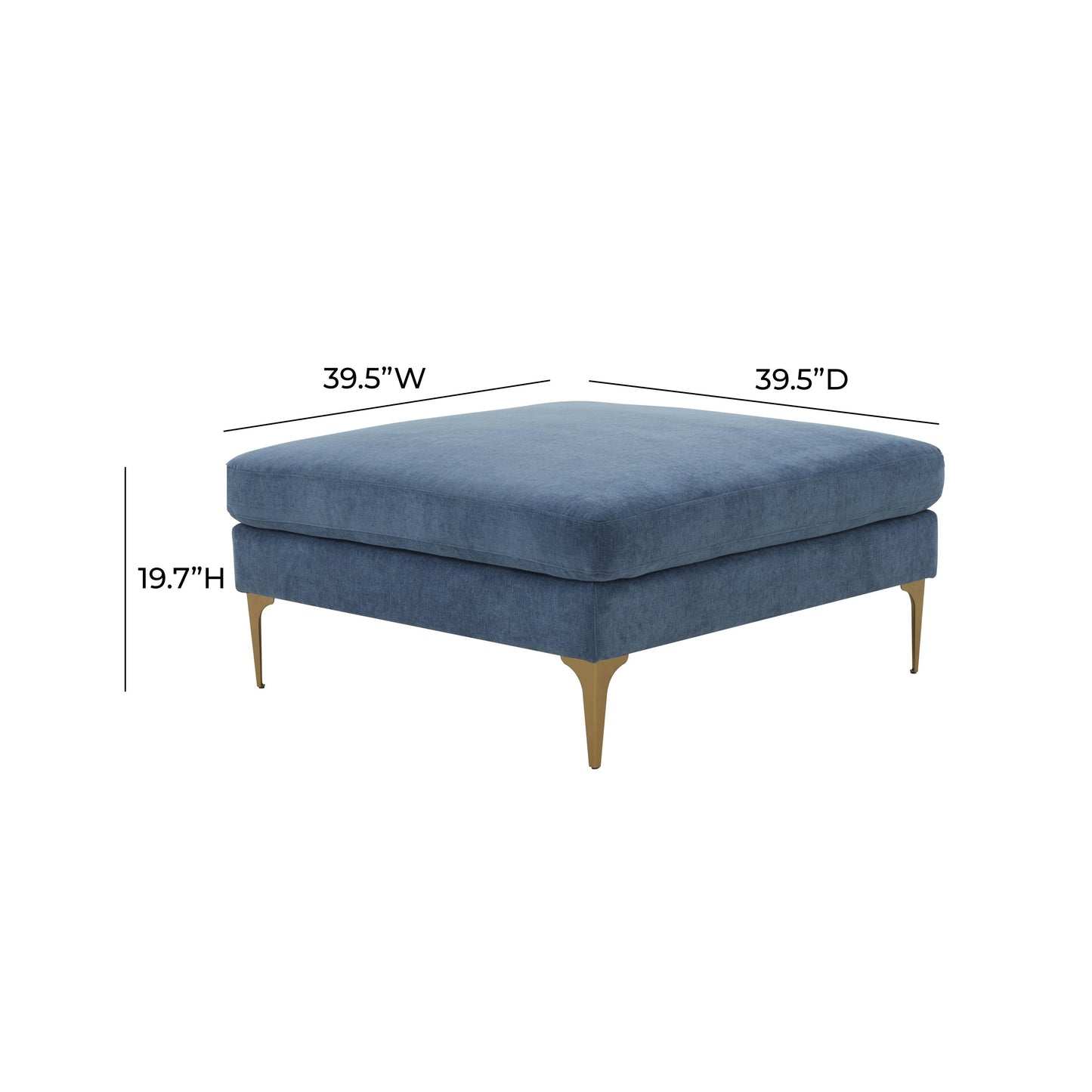 Serena Performance Velvet Ottoman - Blue - Image 5