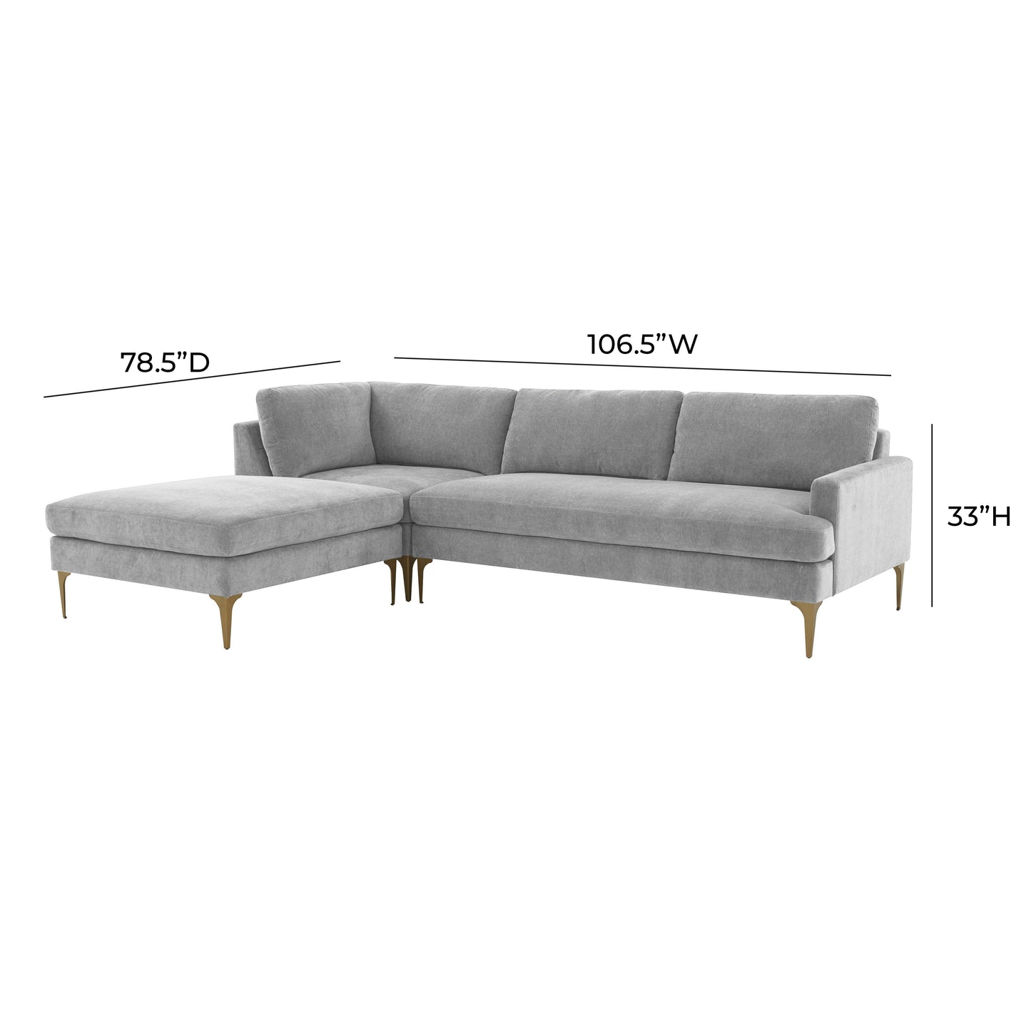 Serena 3-Piece Performance Velvet Chaise Sectional - Grey / LAF - Image 6