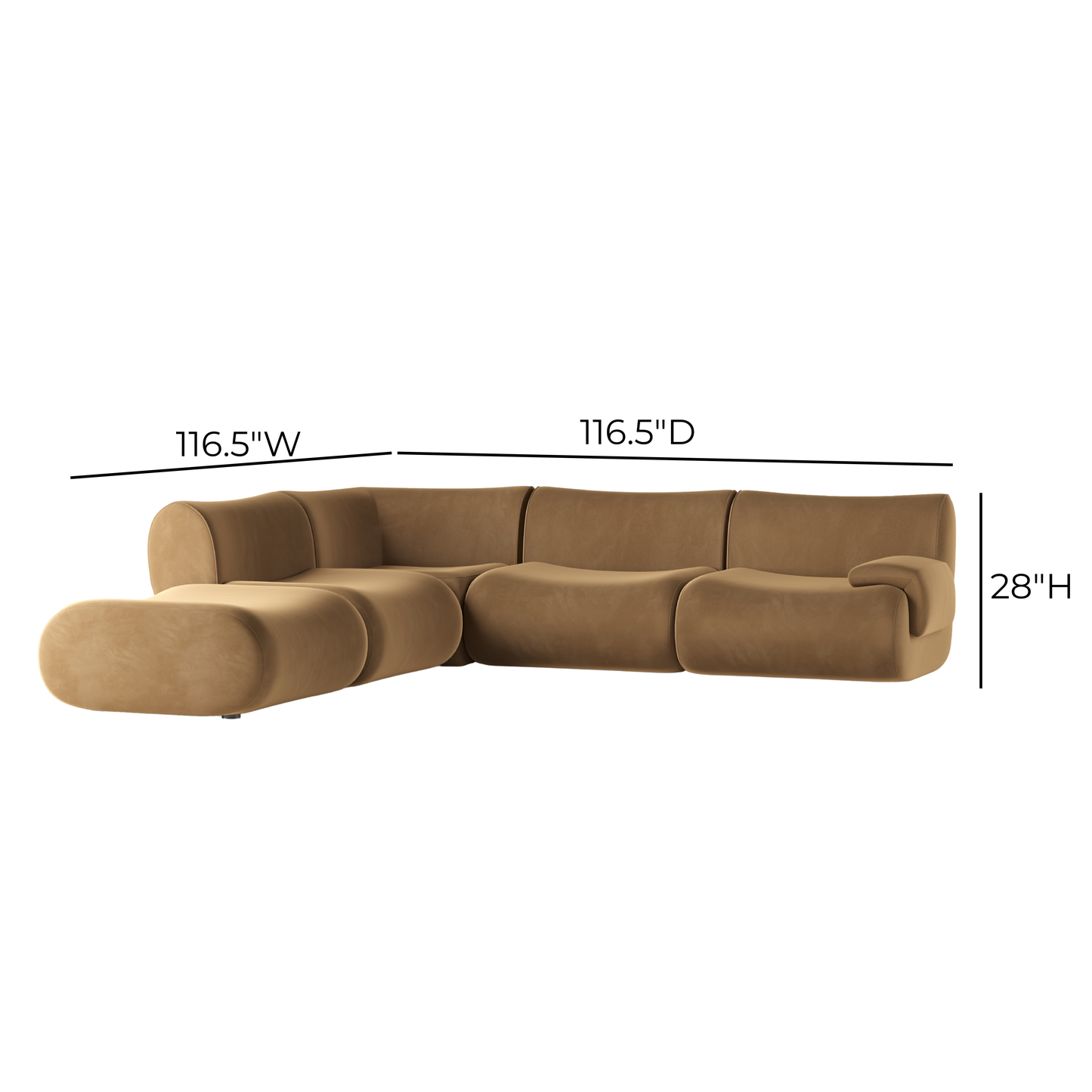 Zenith 5-Piece Performance Velvet Modular Sectional - RAF - Image 6