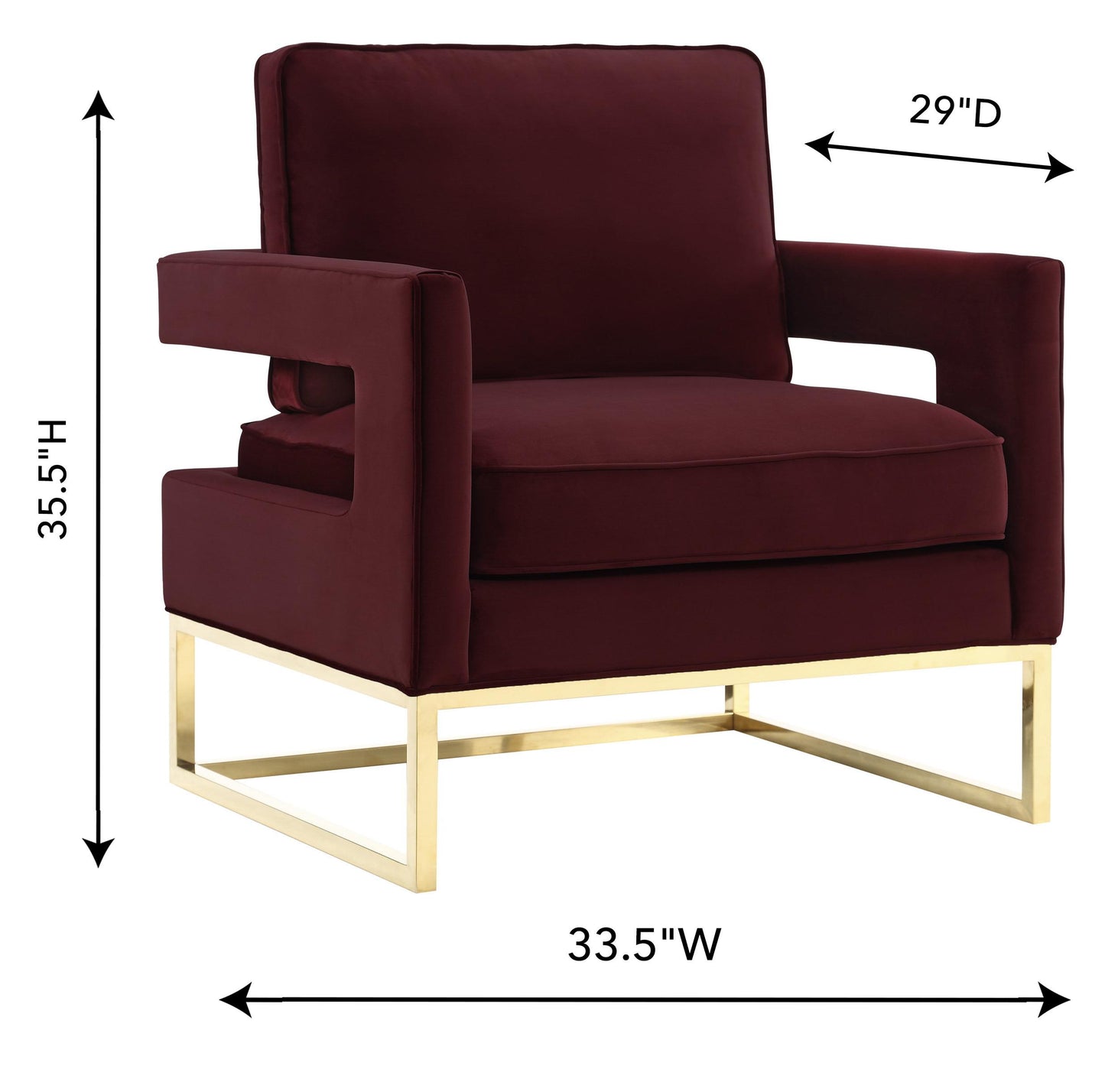 Avery Performance Velvet Accent Chair - Maroon - Image 6
