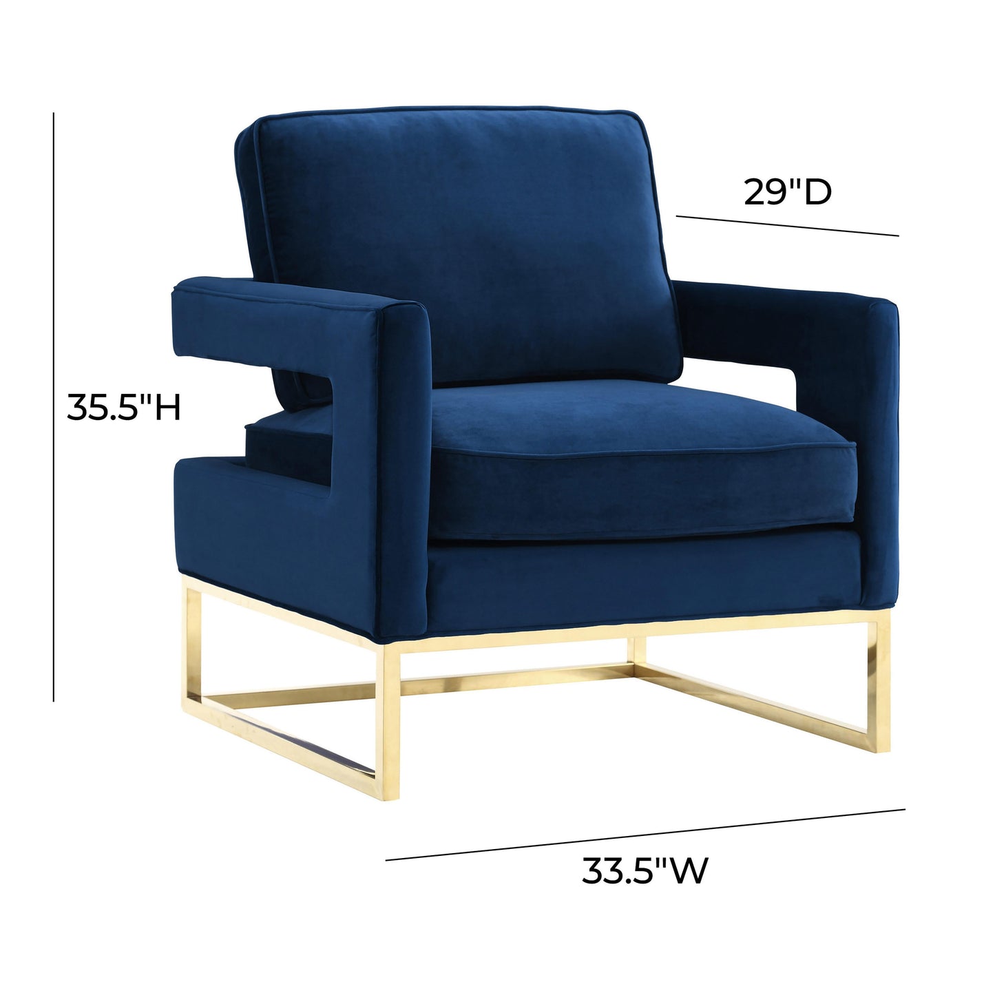 Avery Performance Velvet Accent Chair - Navy - Image 6