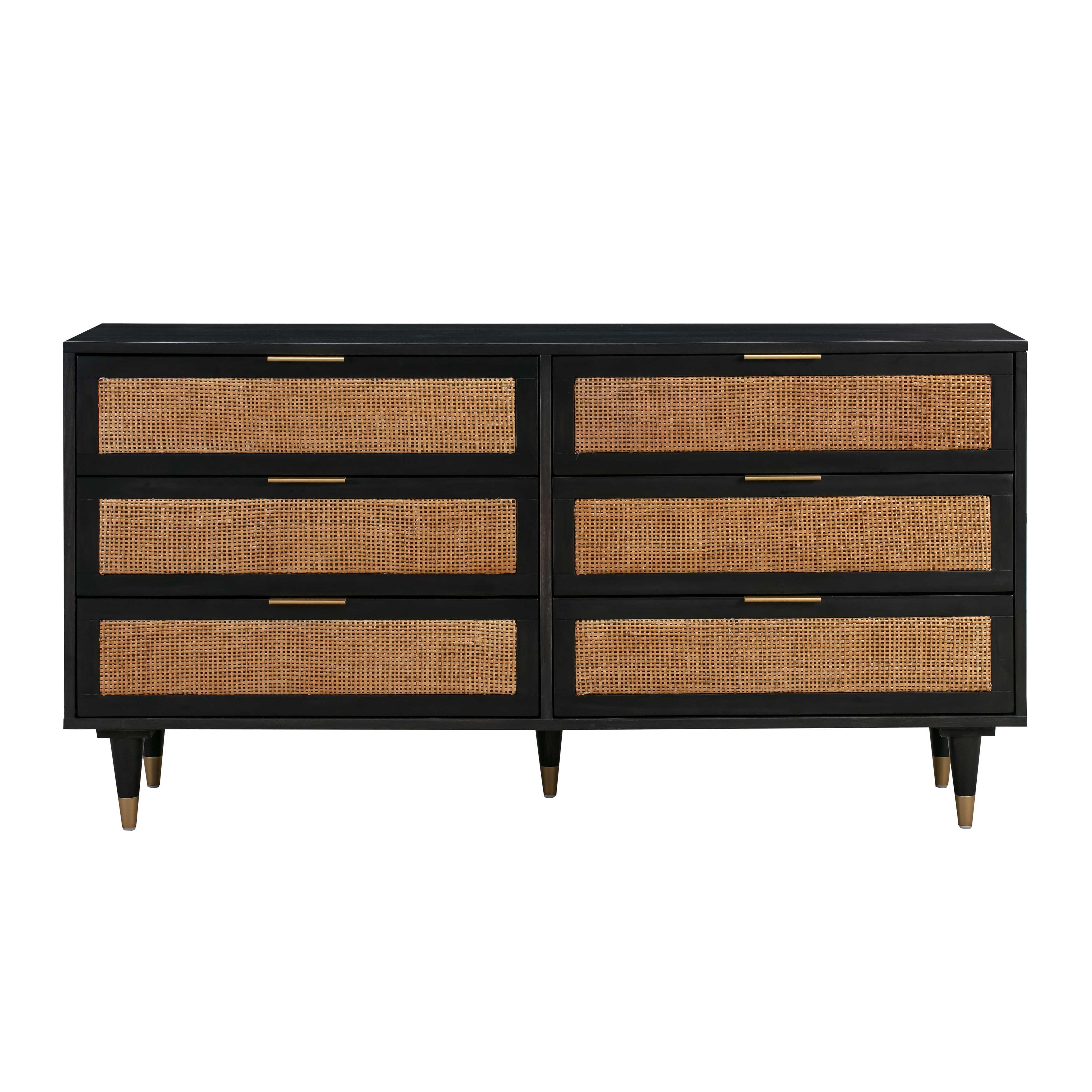 Sierra Noir 6 Drawer Dresser, Black/Brown