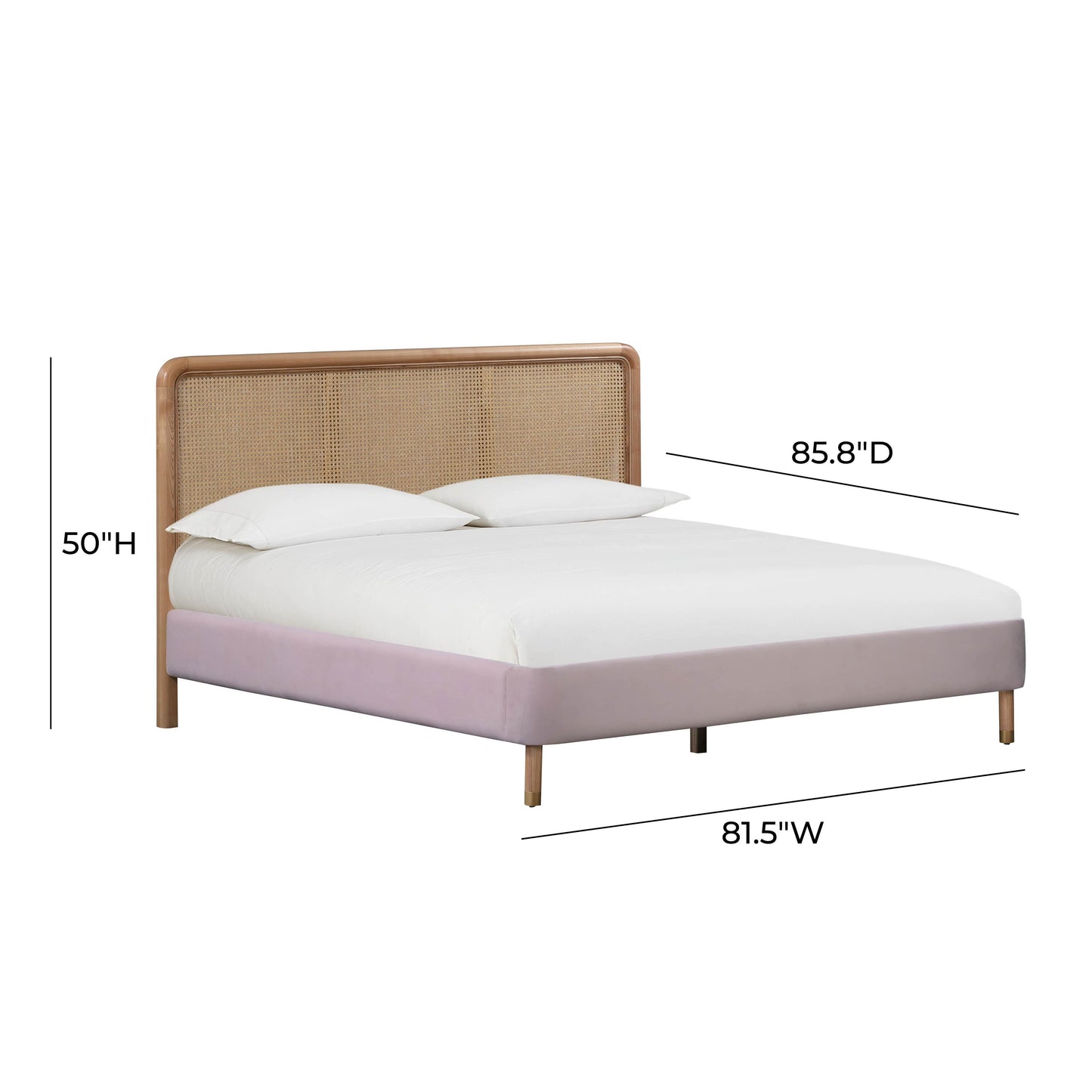 Kavali Performance Velvet and Natural Bed - Blush / King - Image 9