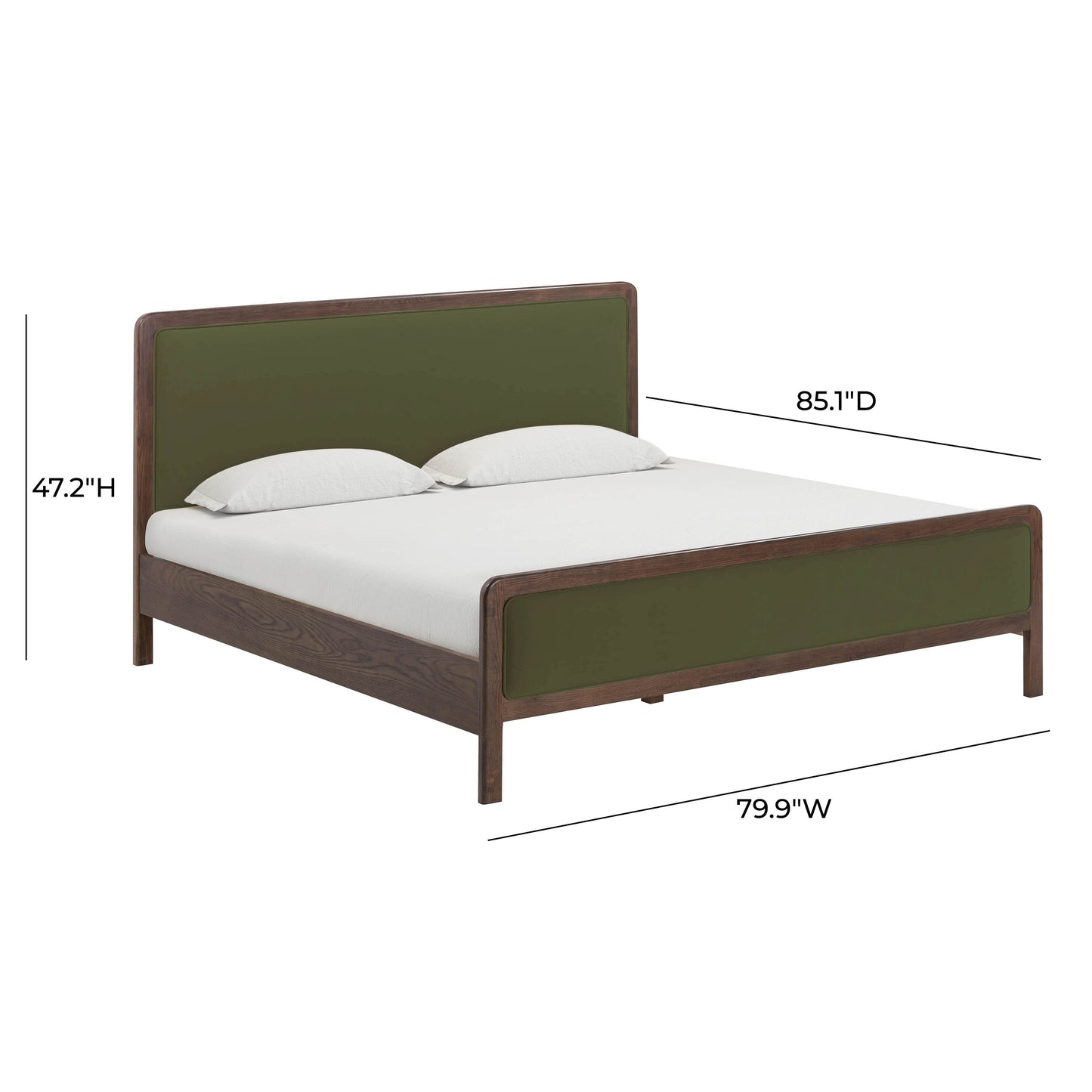 Hella Contract-Grade Velvet and Ash Wood Bed - Forest Green / King - Image 12