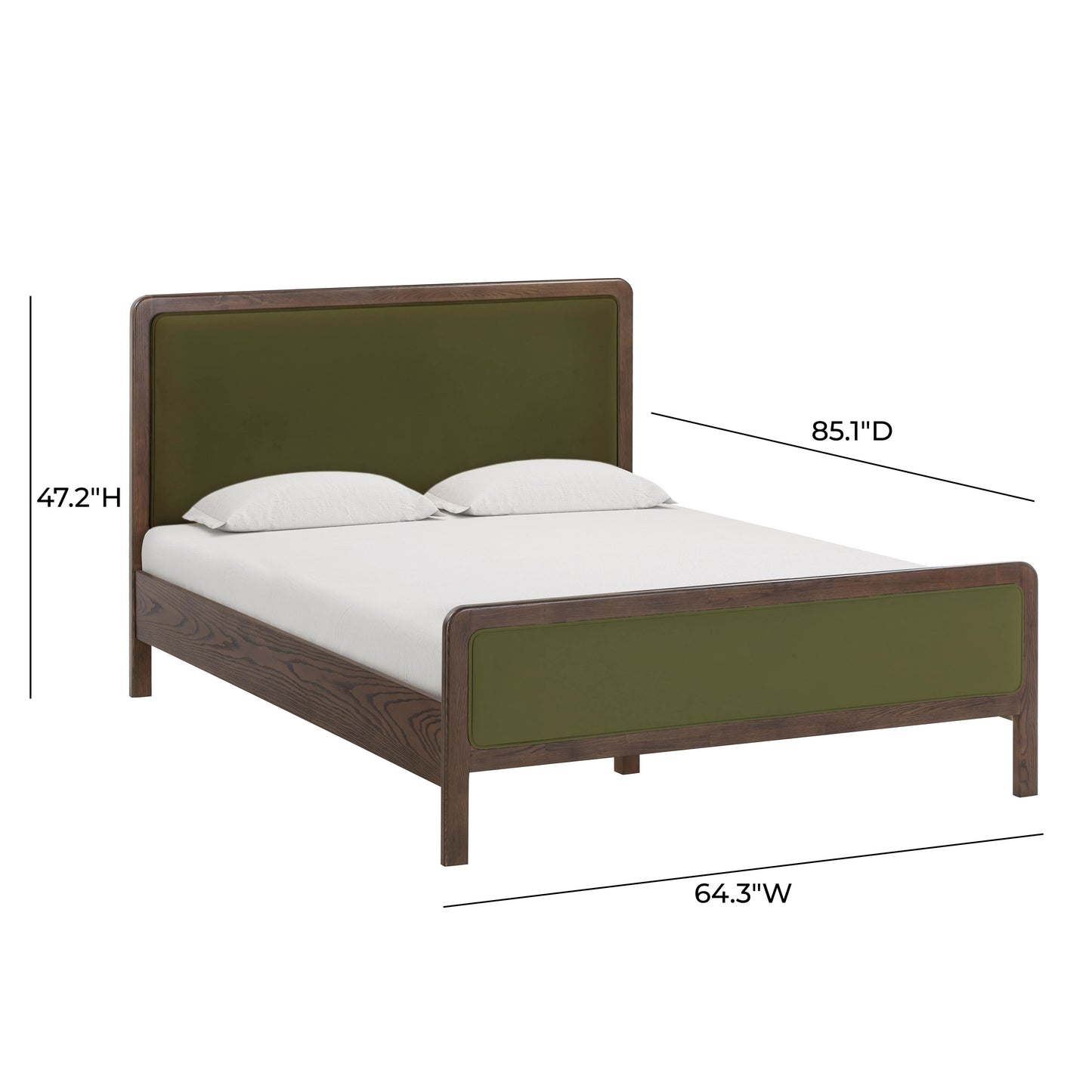 Hella Contract-Grade Velvet and Ash Wood Bed - Forest Green / Queen - Image 12