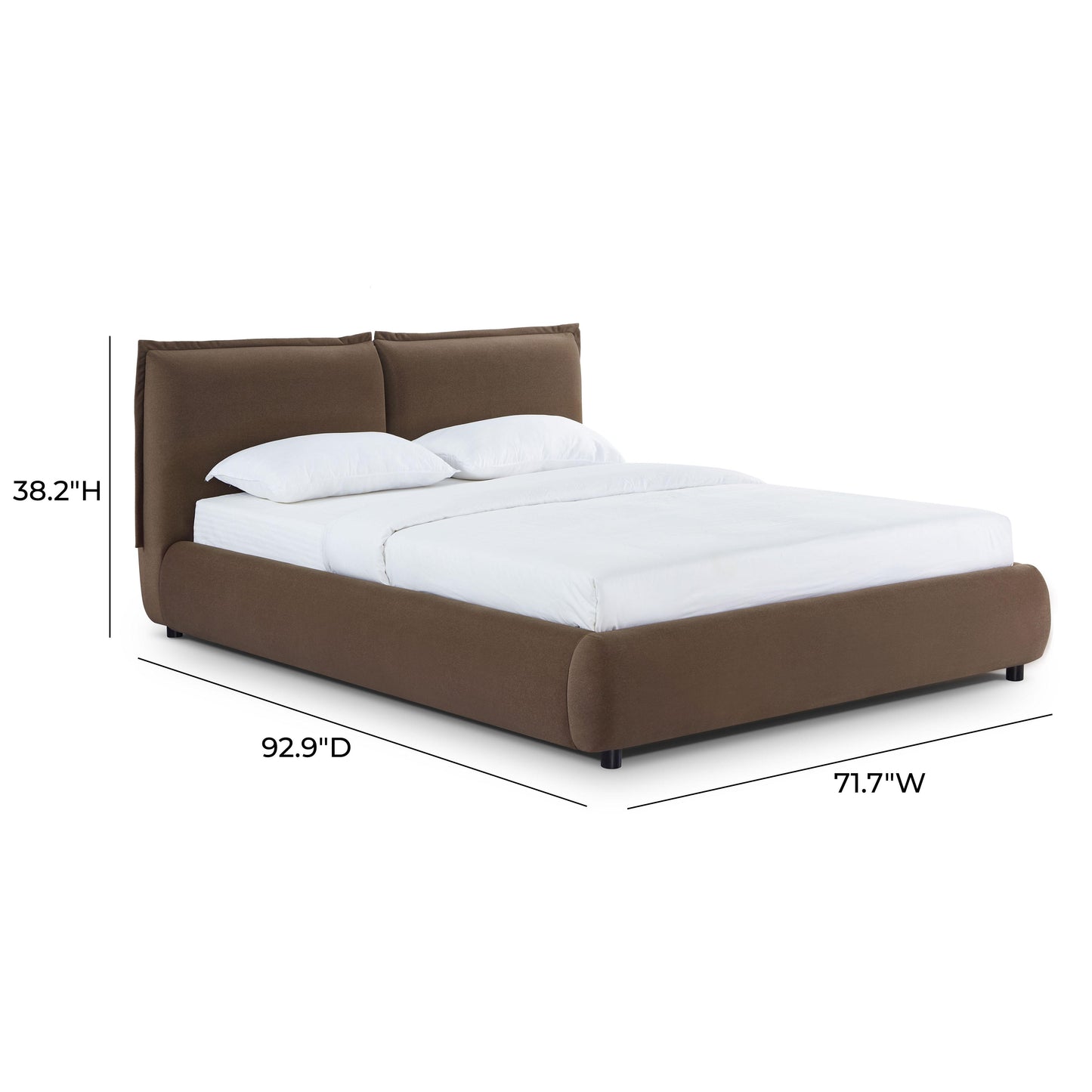 Mel Performance Faux Mohair Velvet Bed - Brown / Queen - Image 11