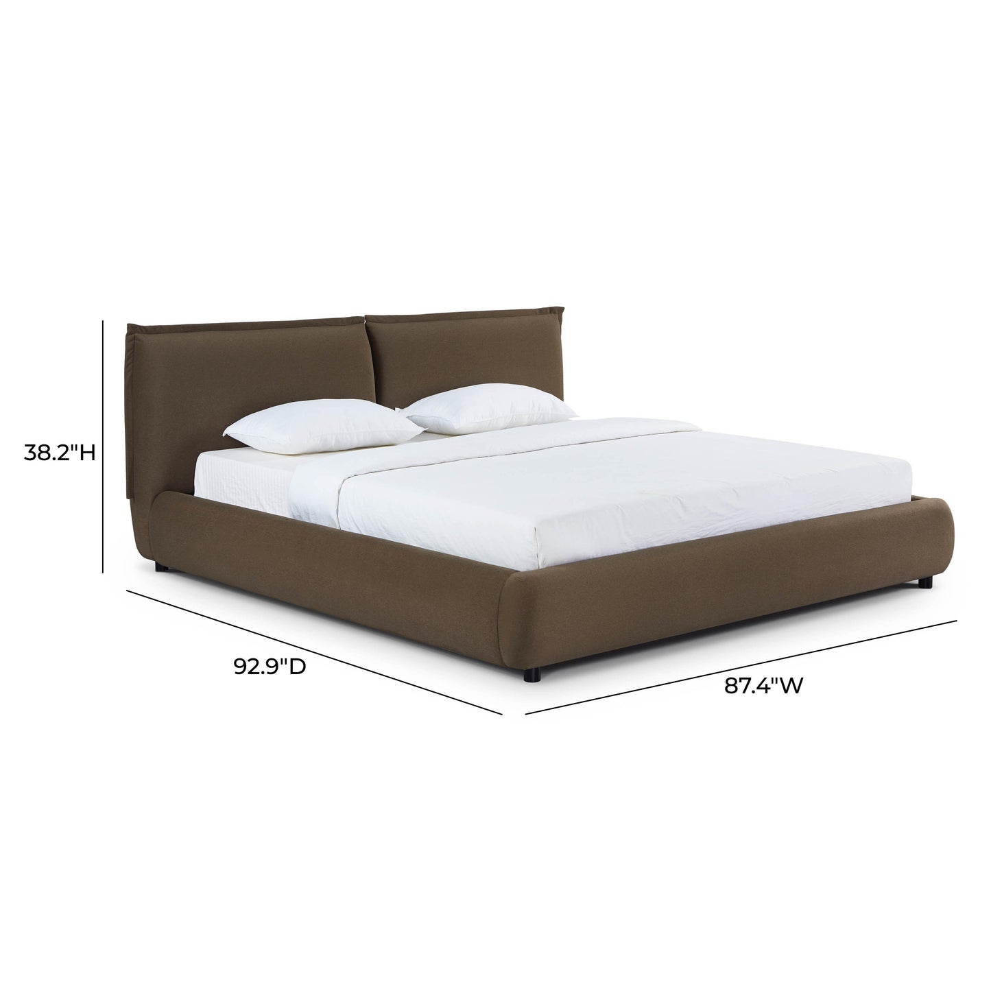 Mel Performance Faux Mohair Velvet Bed - Brown / King - Image 9