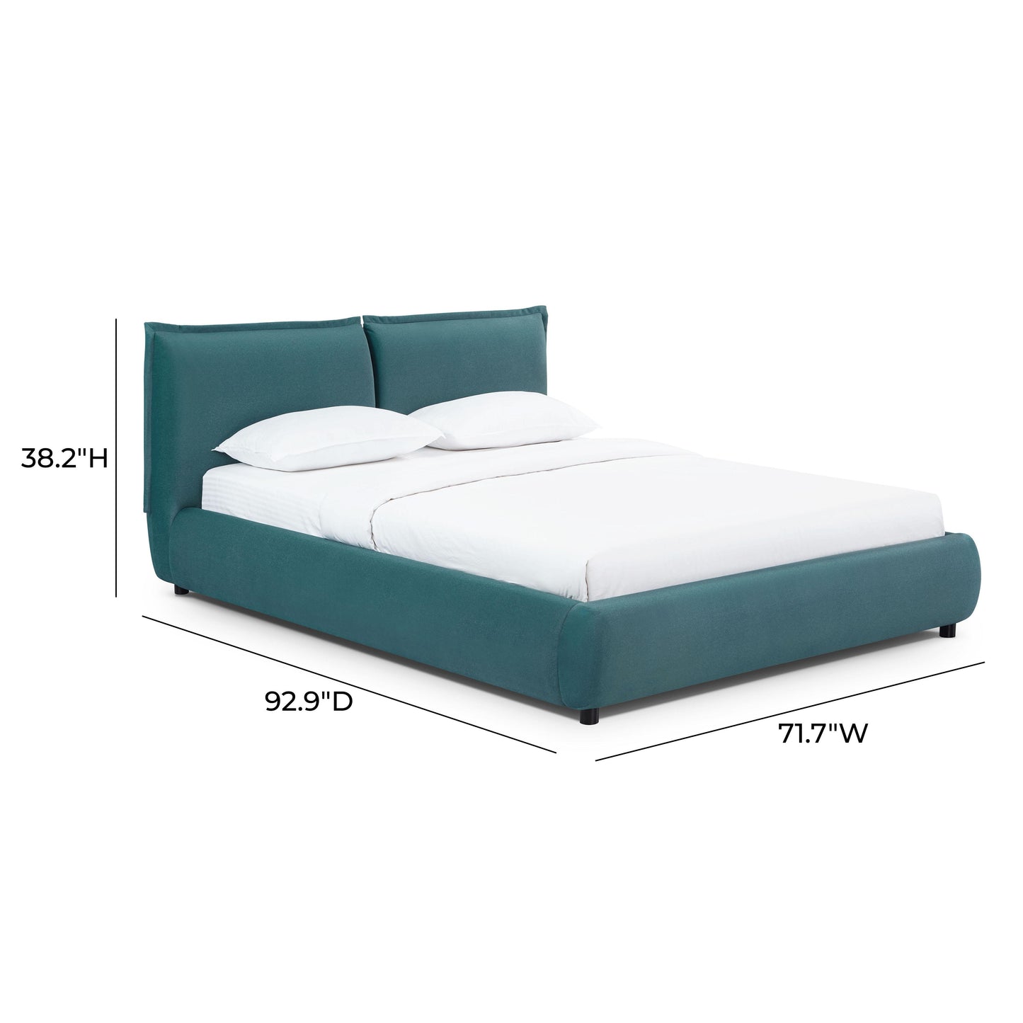 Mel Performance Faux Mohair Velvet Bed - Teal / Queen - Image 8