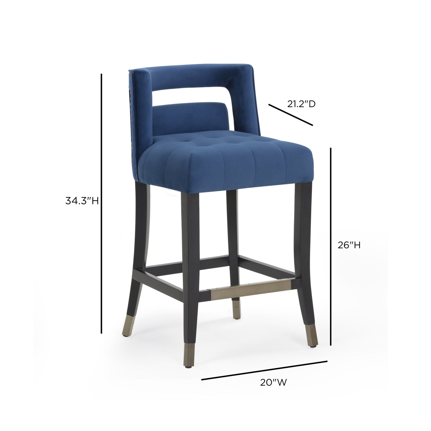 Hart Performance Velvet Stool - Navy / Counter Height - Image 7
