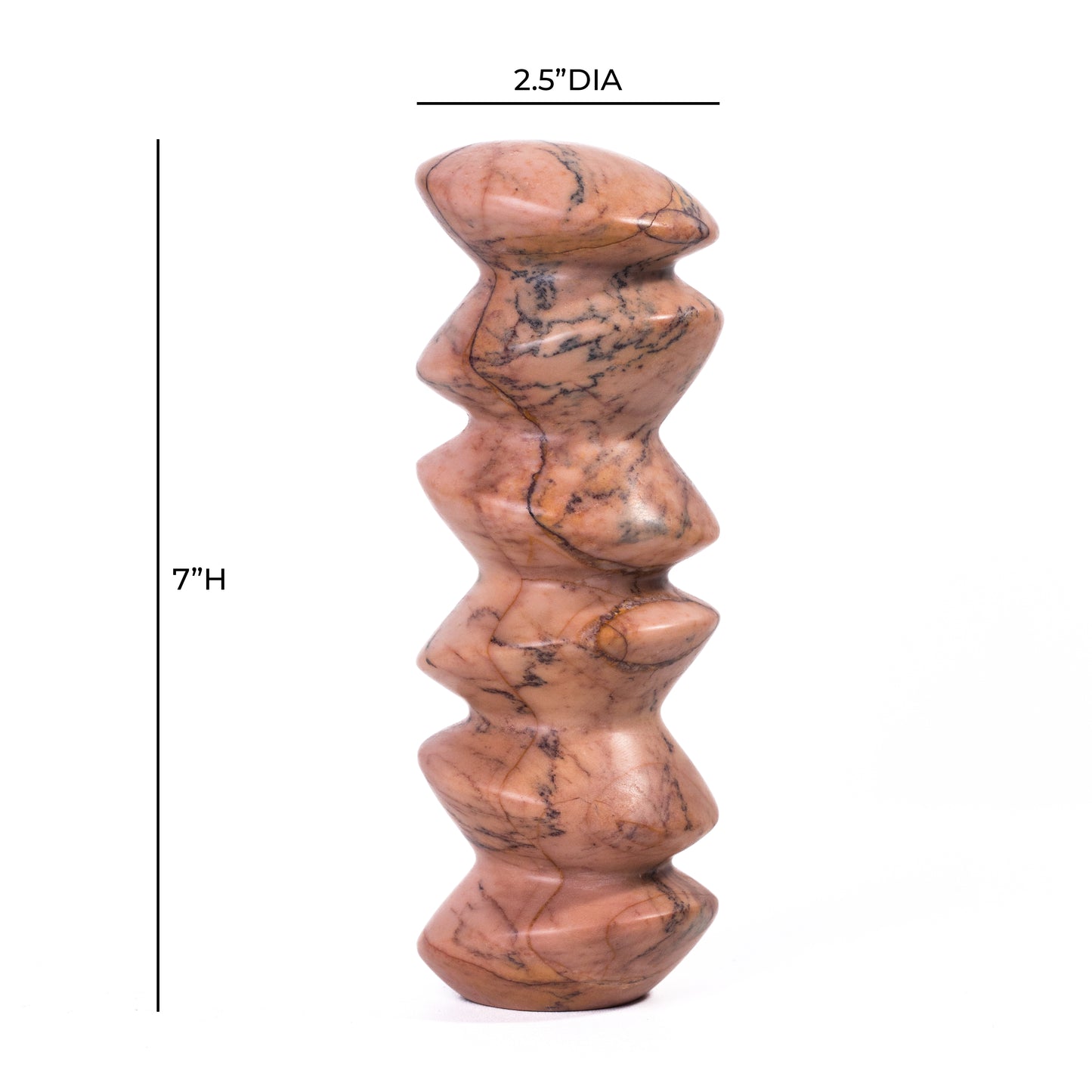 Marble Sunset Pink Cairn Tall Decorative Object - Image 6