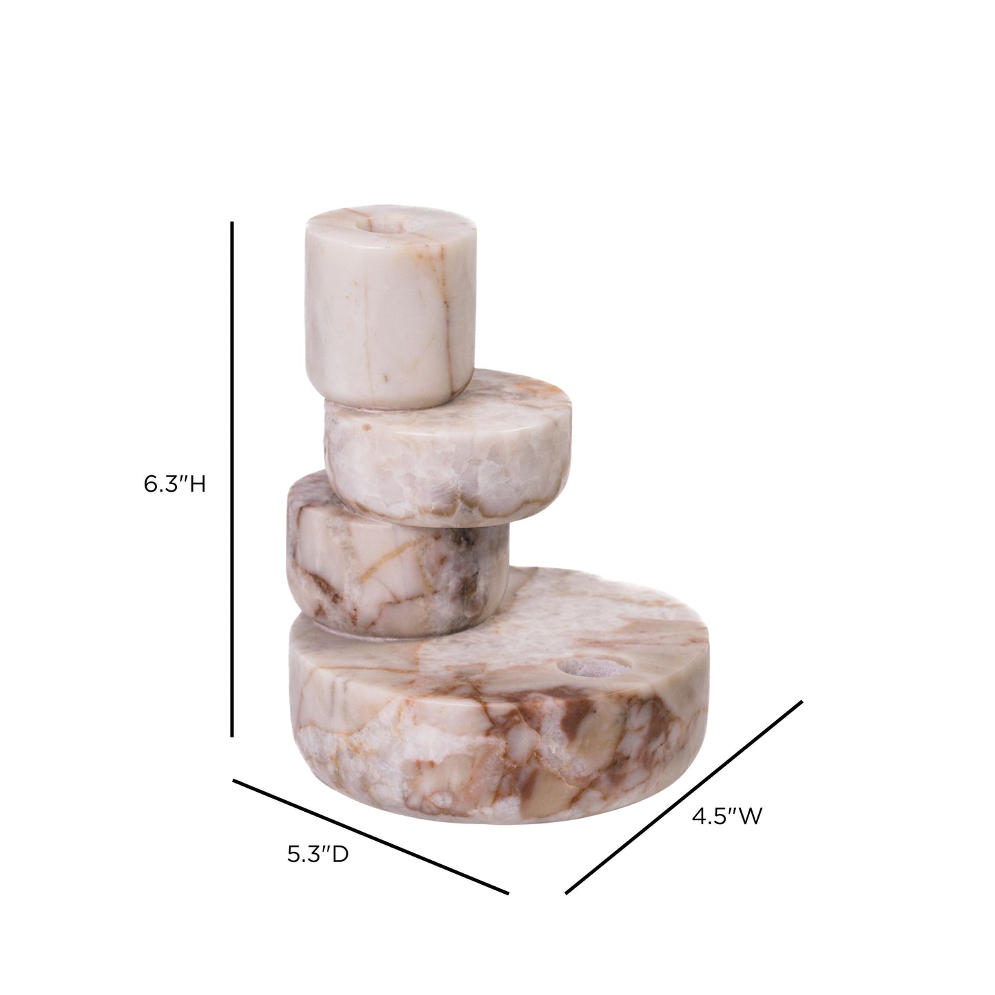 Marble White Brown Stacked Candle Holder - Image 6