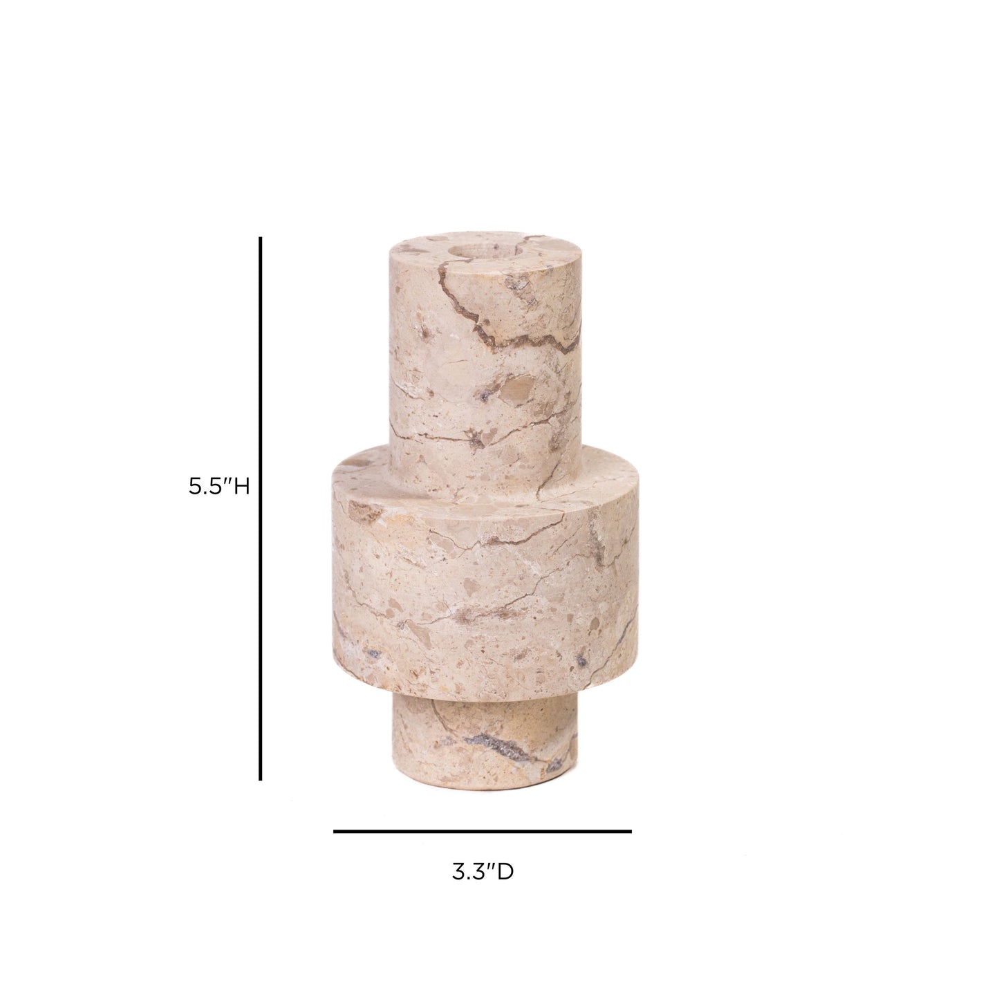 Natural Travertine Turned Candle Holder - Image 7