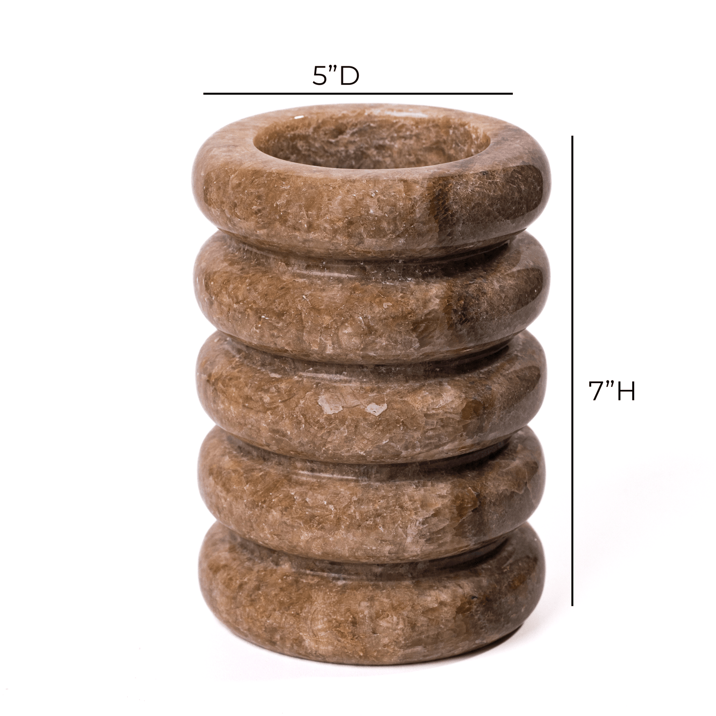 Marble Layered Decorative Vase - Brown - Image 7