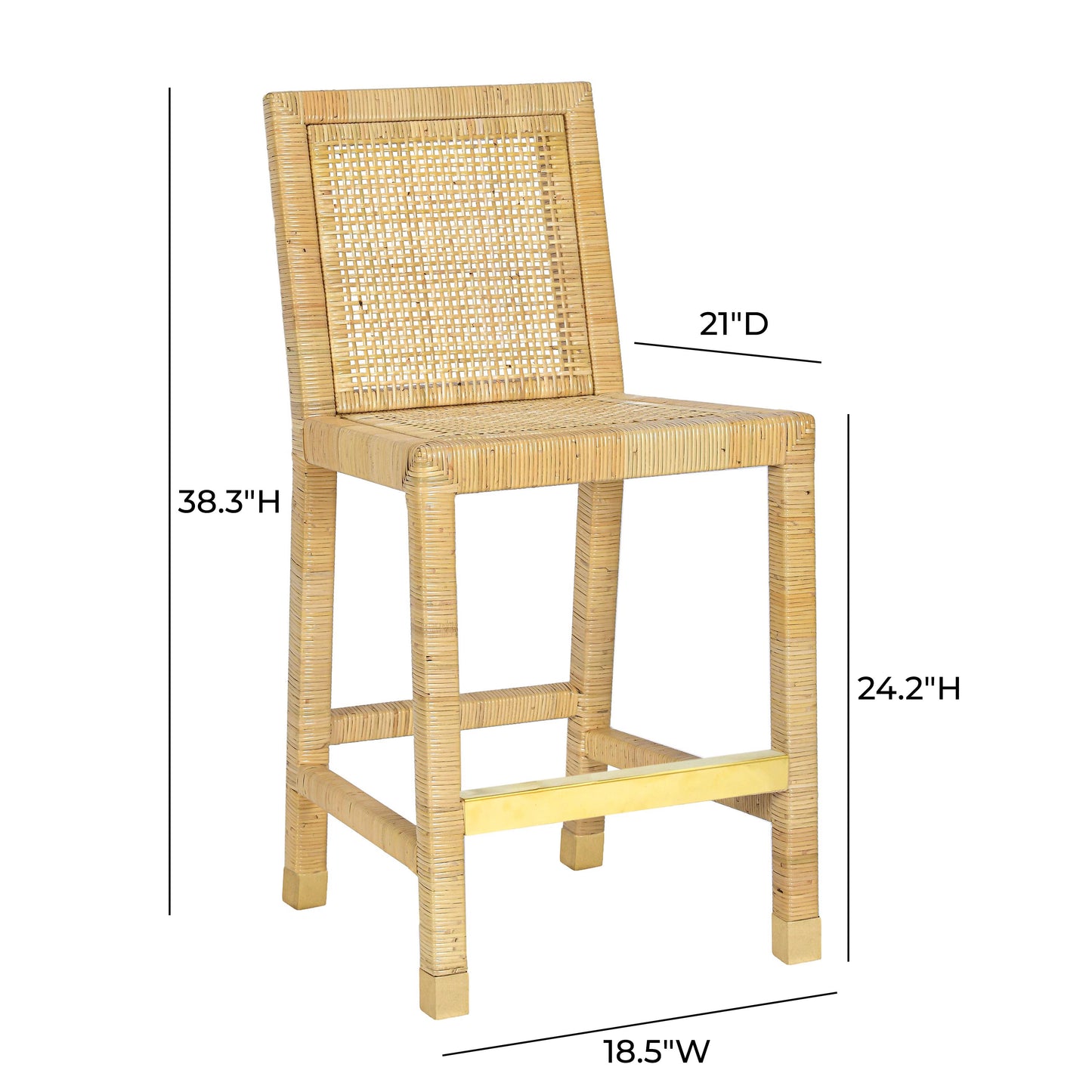 Amara Rattan & Cream Contract-Grade Linen Stool - Counter Height - Image 12
