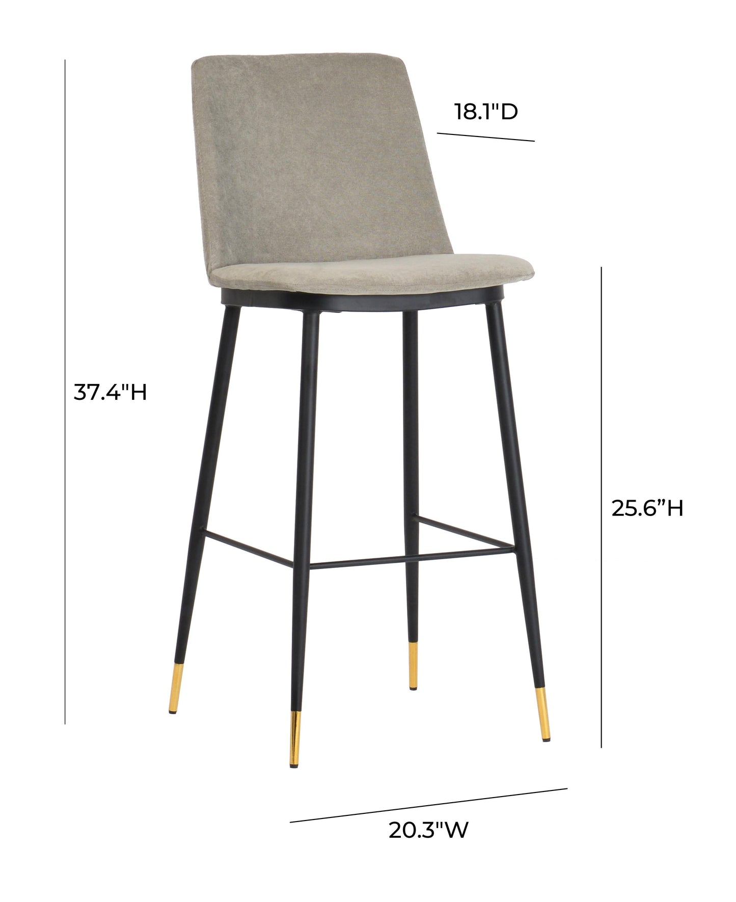 Evora Velvet Counter Stool - Set of 2 - Grey - Image 9