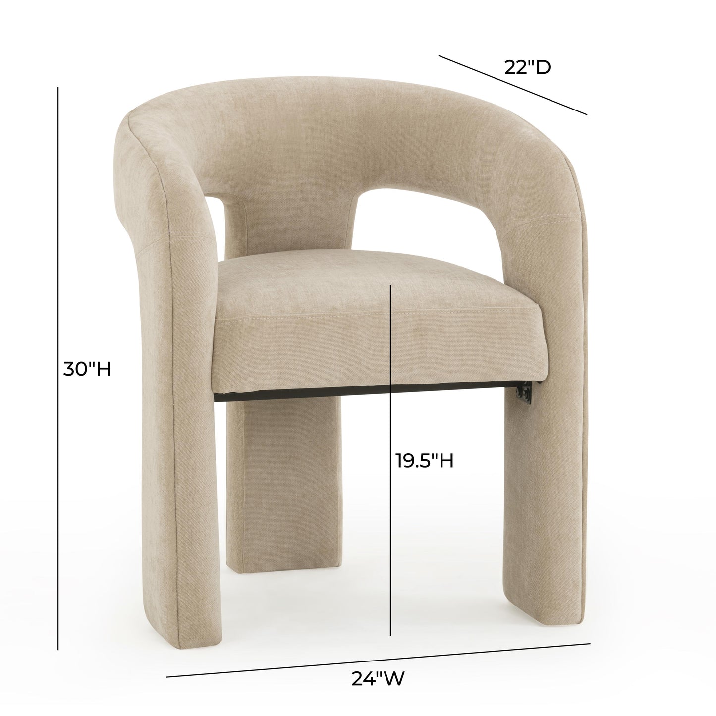 Malone Performance Chenille Dining Chair - Taupe - Image 7