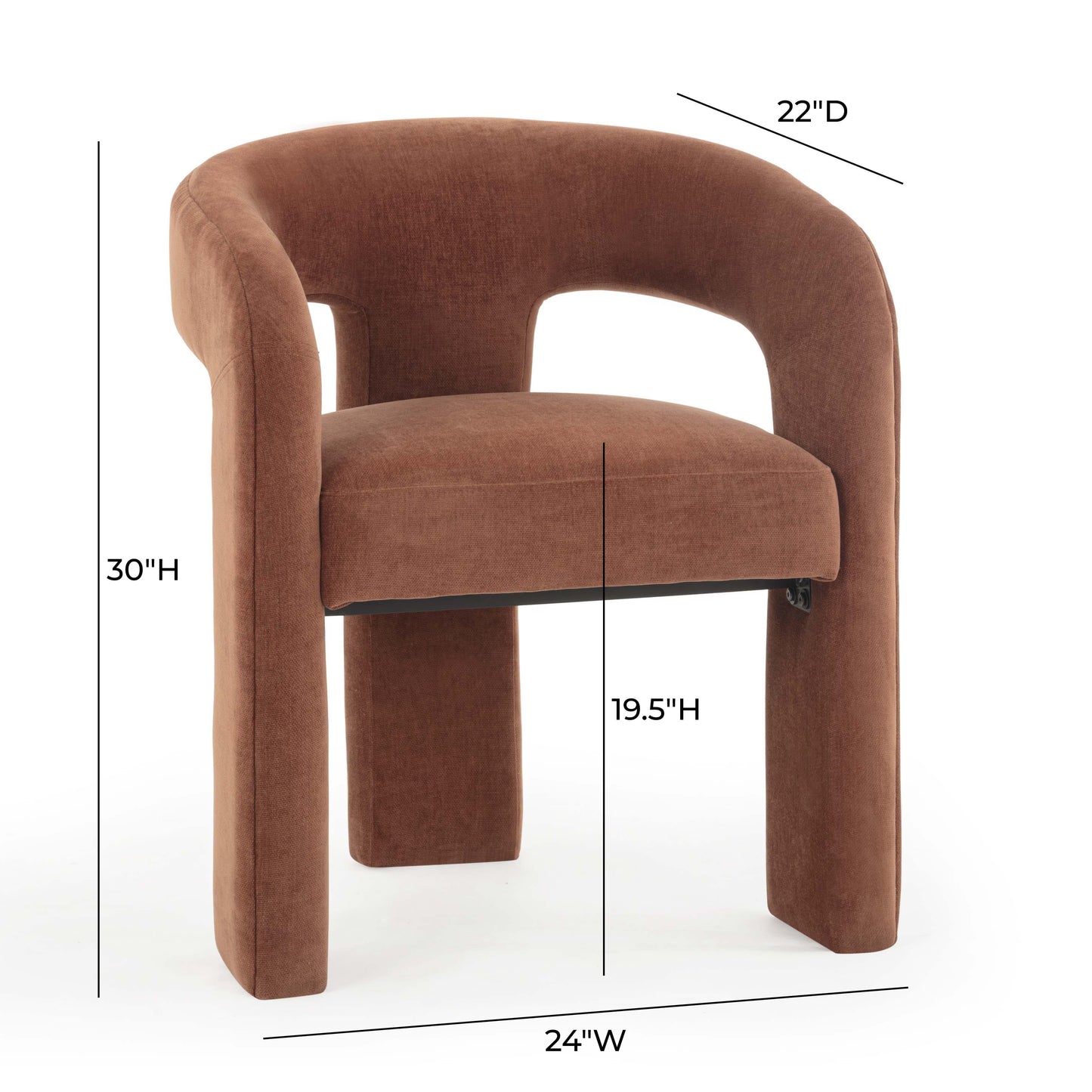 Malone Performance Chenille Dining Chair - Rust - Image 7