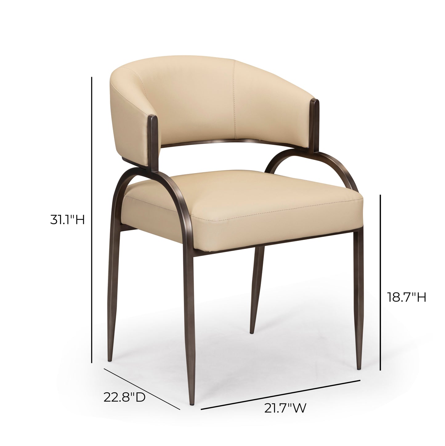 Tatum Performance Vegan Leather Dining Chair - Taupe - Image 7