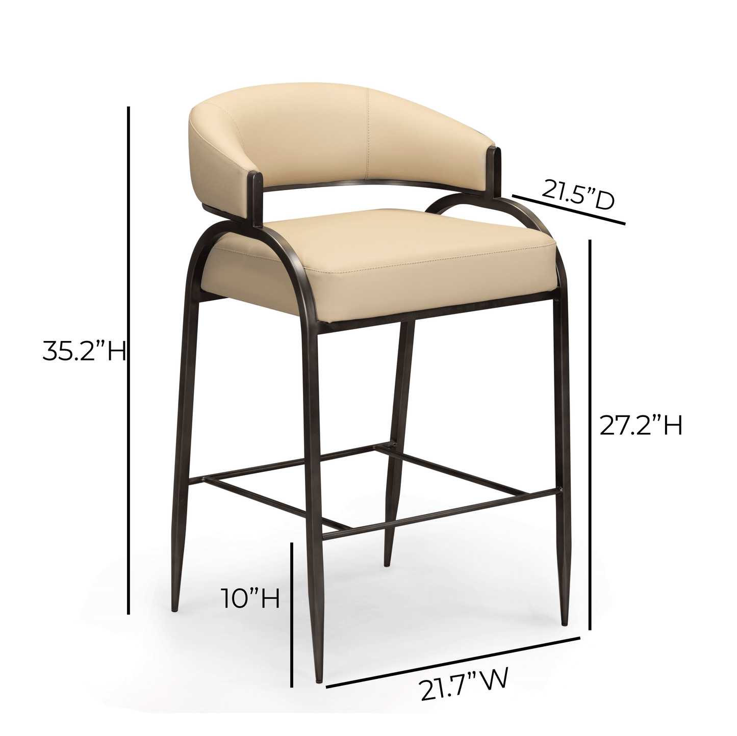 Tatum Performance Vegan Leather Counter Stool - Taupe - Image 7