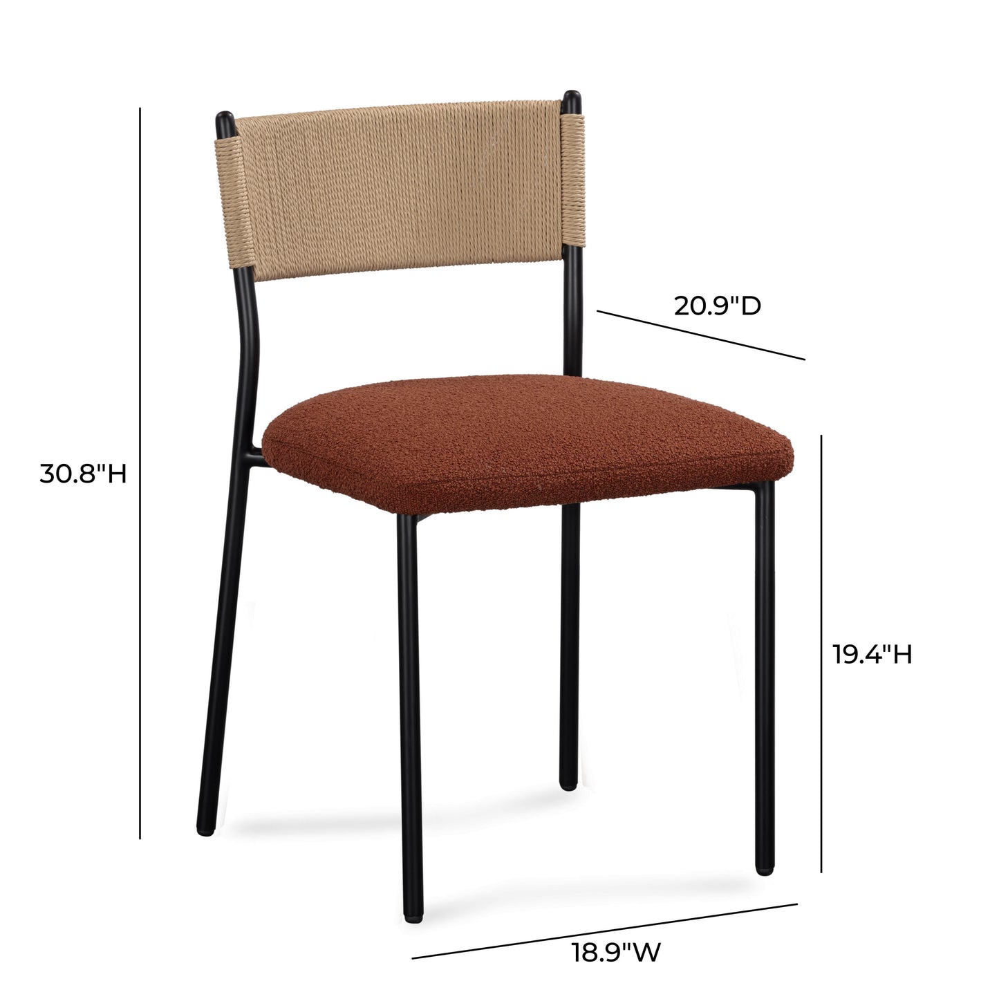 Celine Performance Boucle Dining Chair - Set of 2 - Maroon - Image 8