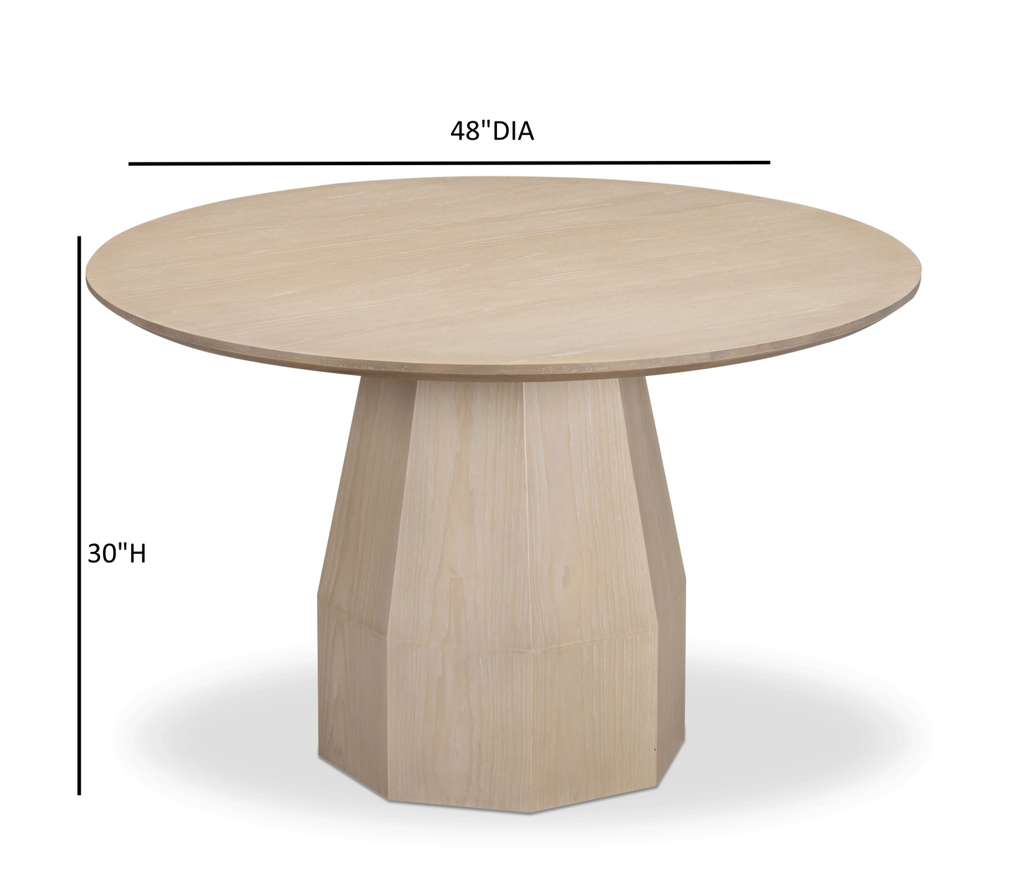 Brocha 48'' Ash Wood Round Dining Table - Driftwood - Image 6