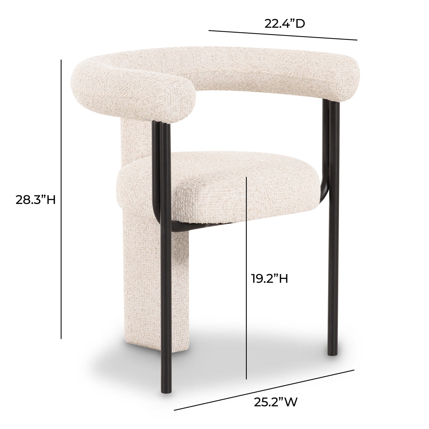 Synn Performance Boucle Dining Chair - Cream - Image 6