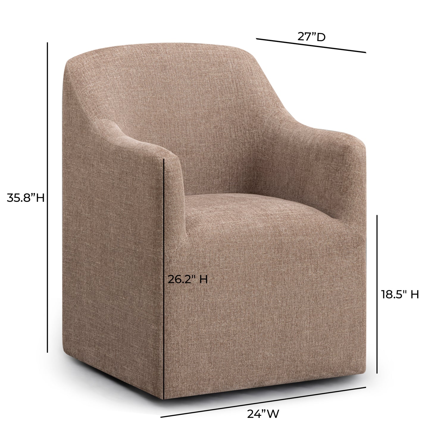 Helena Tall Textured Weave Performance Fabric Dining Chair - Chocolate Brown - Image 7
