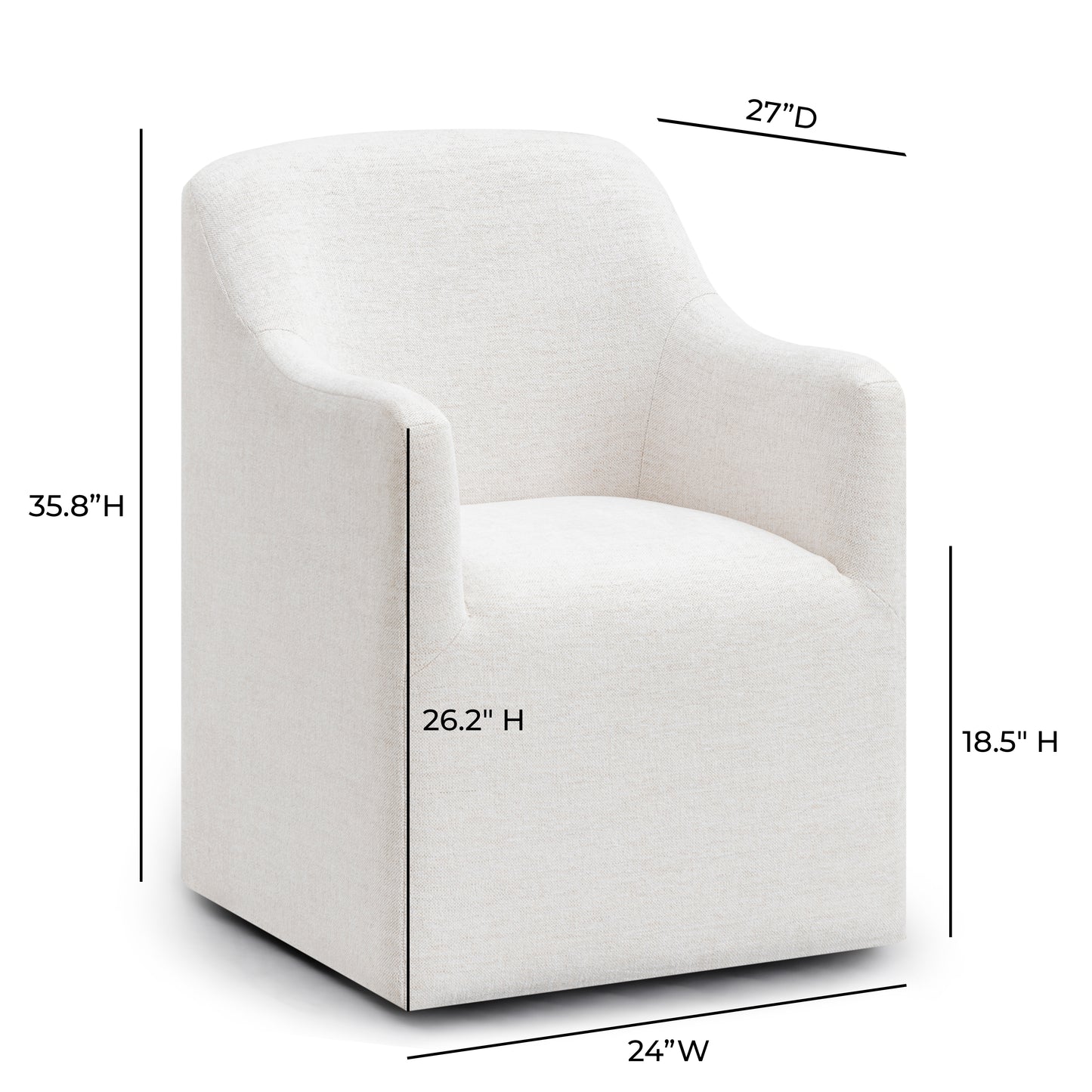 Helena Tall Textured Weave Performance Fabric Dining Chair - Off-White - Image 7