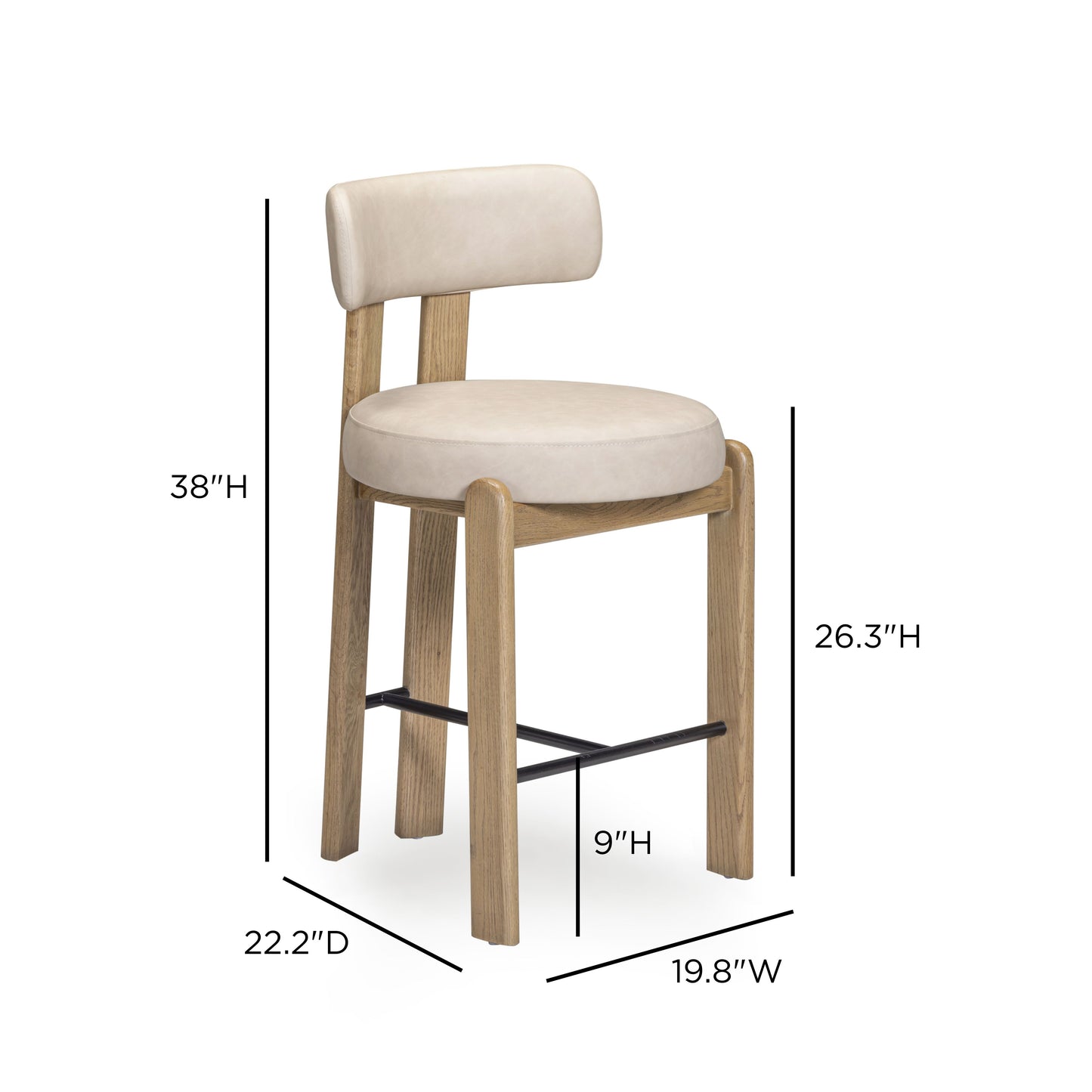 Odessa Performance Vegan Leather Counter Stool - Taupe - Image 7