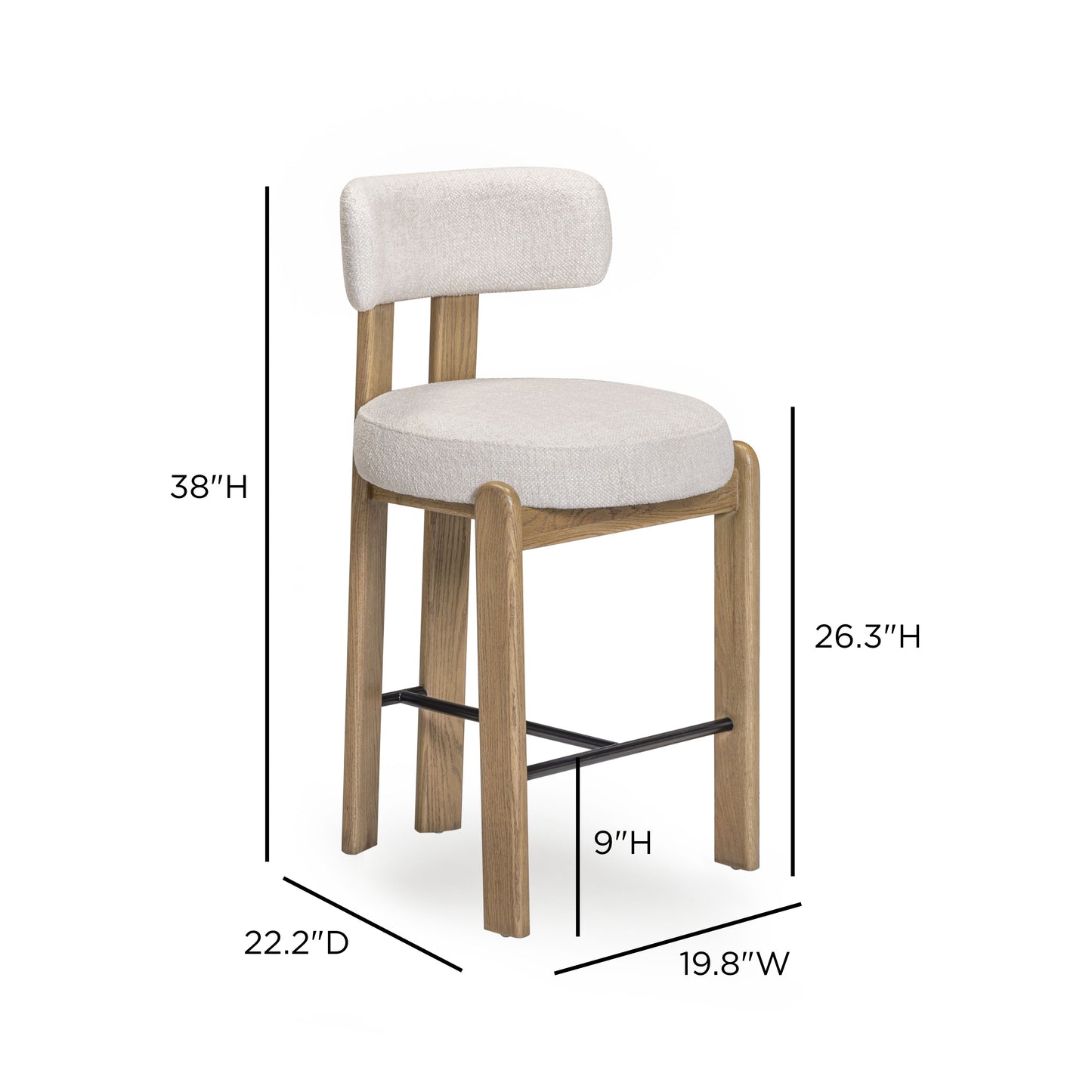 Odessa Cream Performance Fabric Counter Stool - Image 7