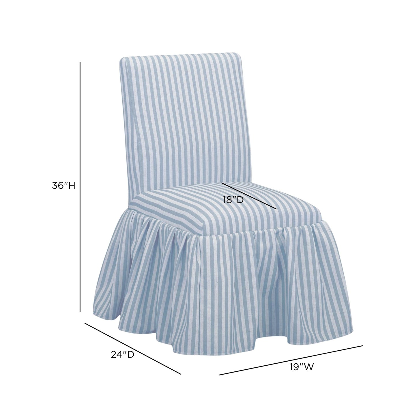 Gertrude Striped Performance Linen Skirted Dining Chair - Blue - Image 6