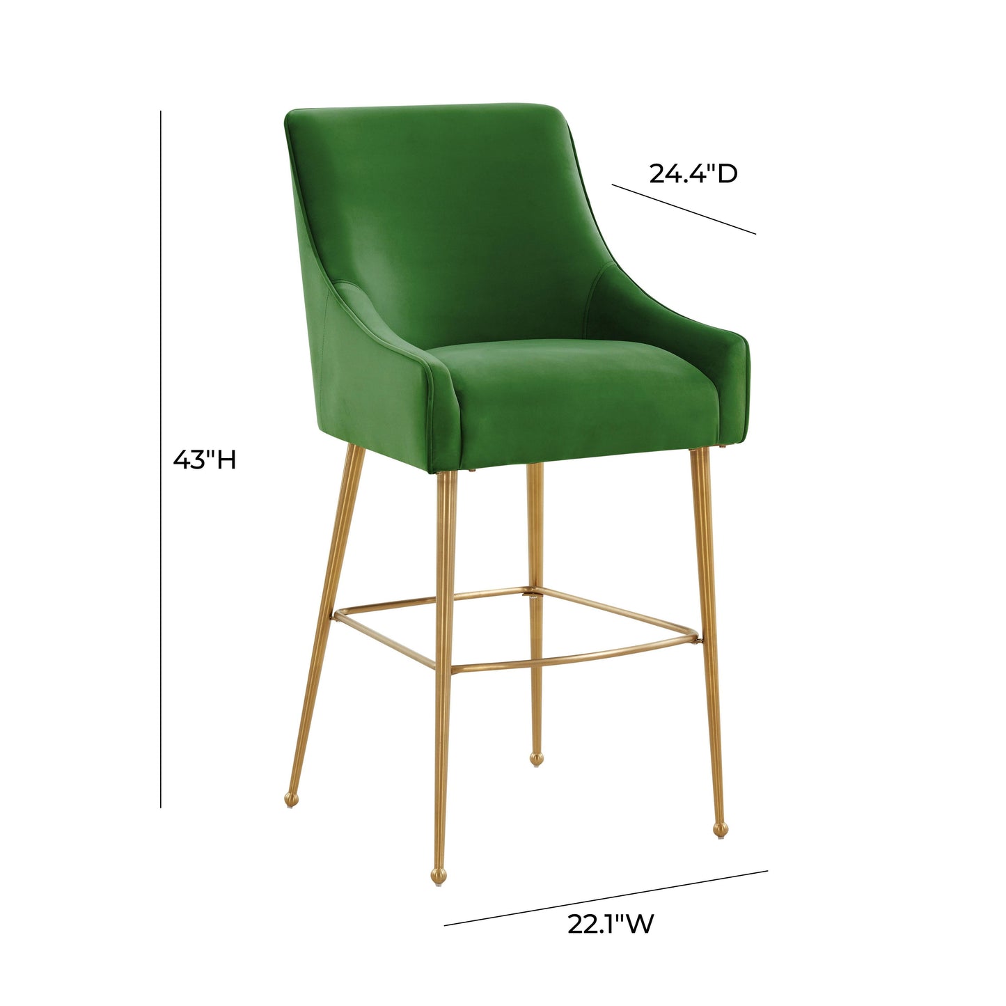 Beatrix Performance Velvet Stool - Green / Bar Height - Image 6
