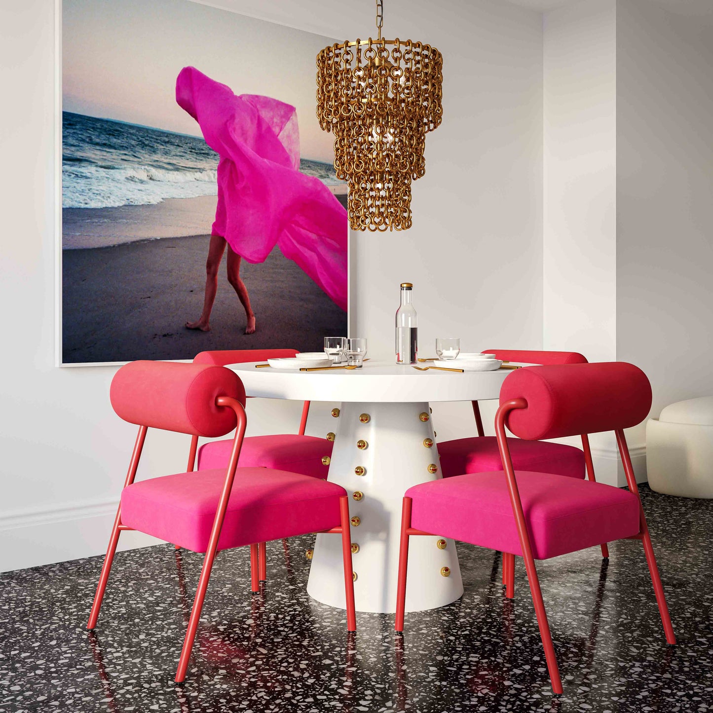 Jolene Performance Velvet Dining Chair - Set of 2 - Pink - Image 1