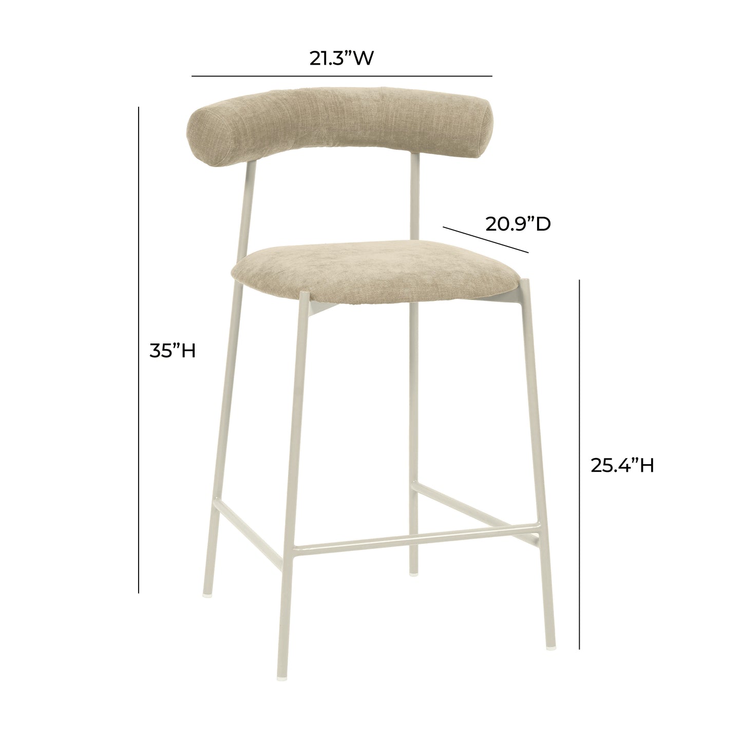 Liliana Performance Velvet Stool - Taupe / Counter Height - Image 5