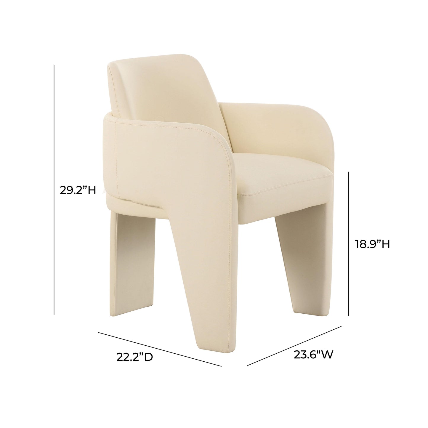 Leo Performance Vegan Leather Dining Chair - Cream - Image 6