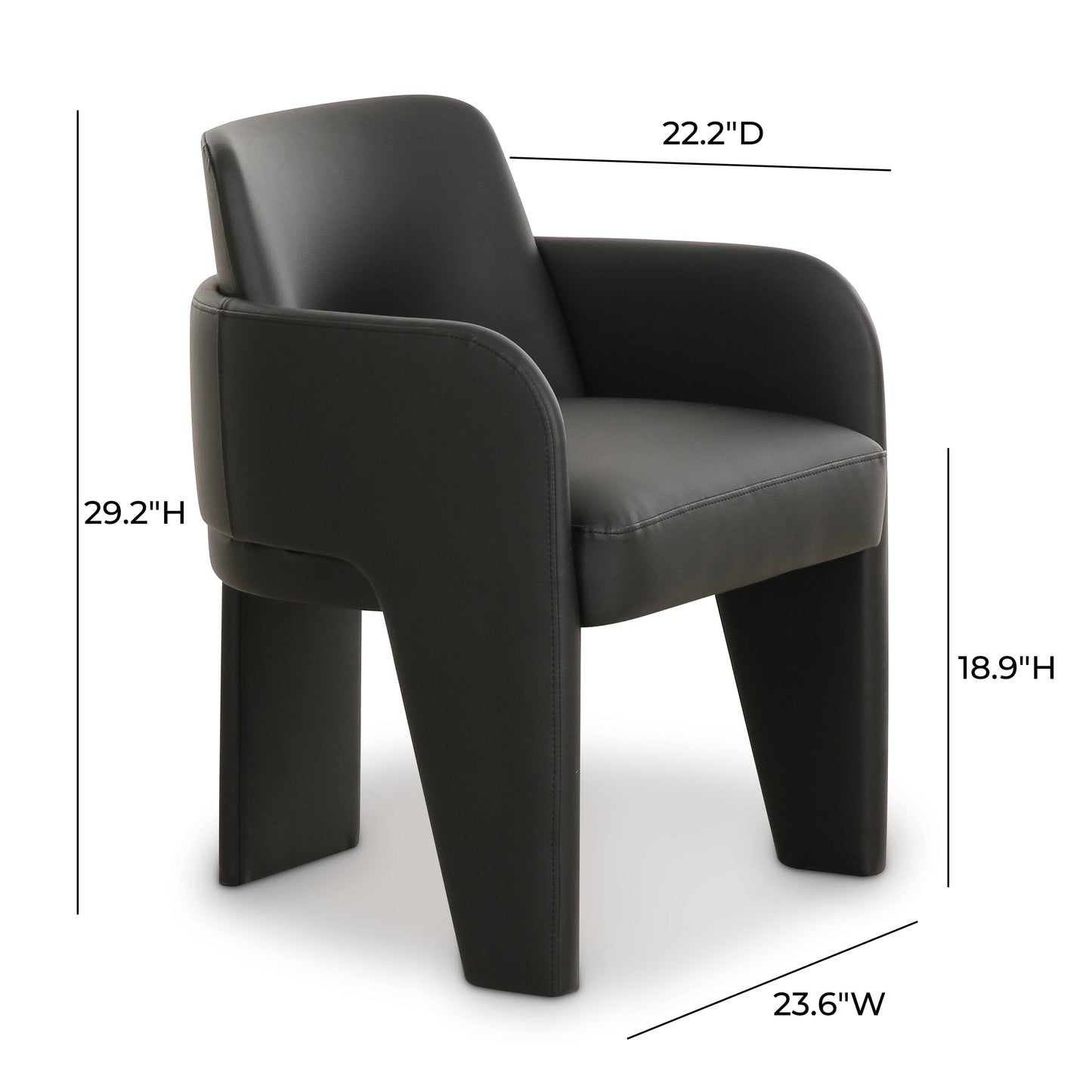 Leo Performance Vegan Leather Dining Chair - Black - Image 6